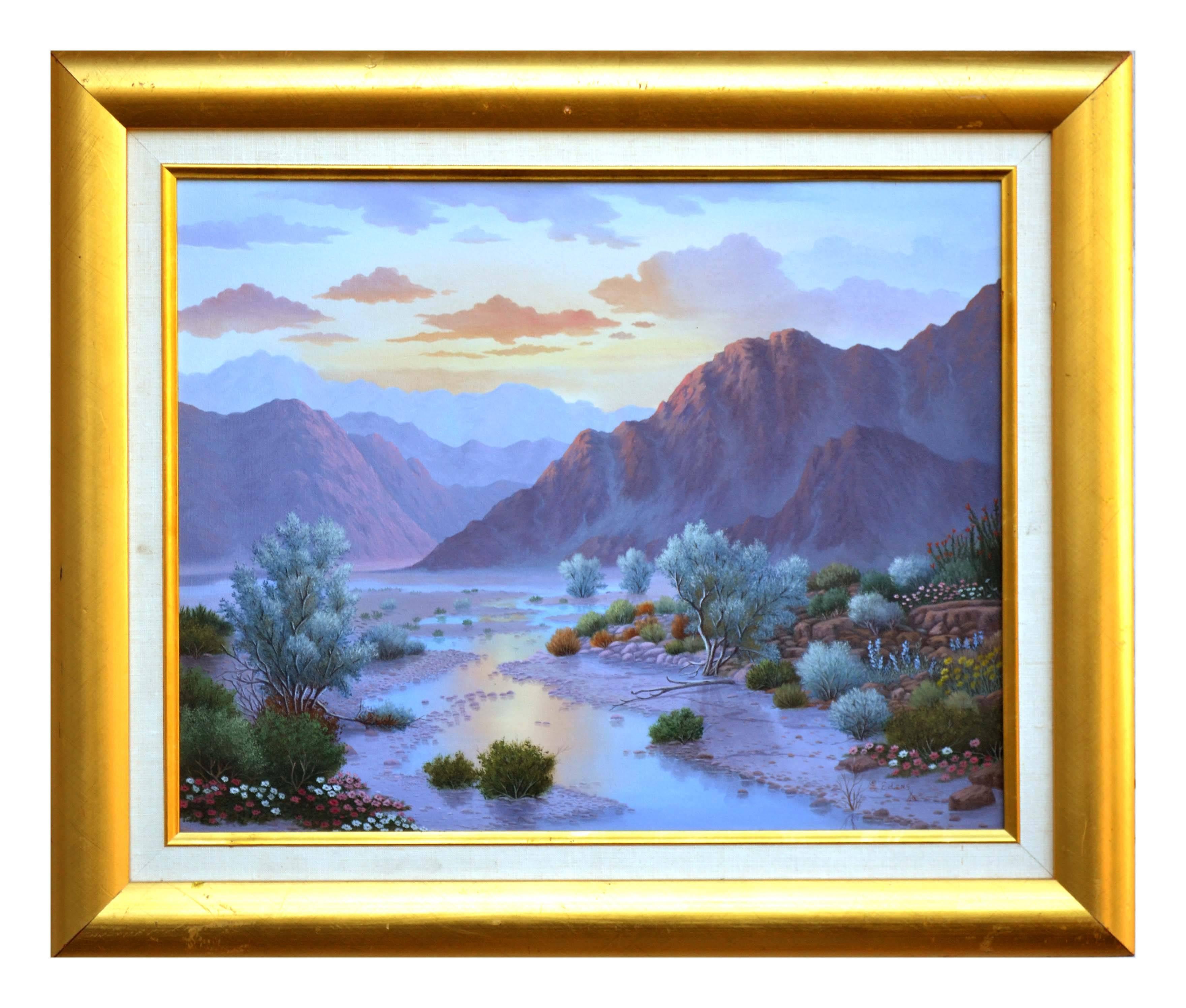 Leyette Edens Landscape Painting - Vintage Landscape -- Sunset in the Desert