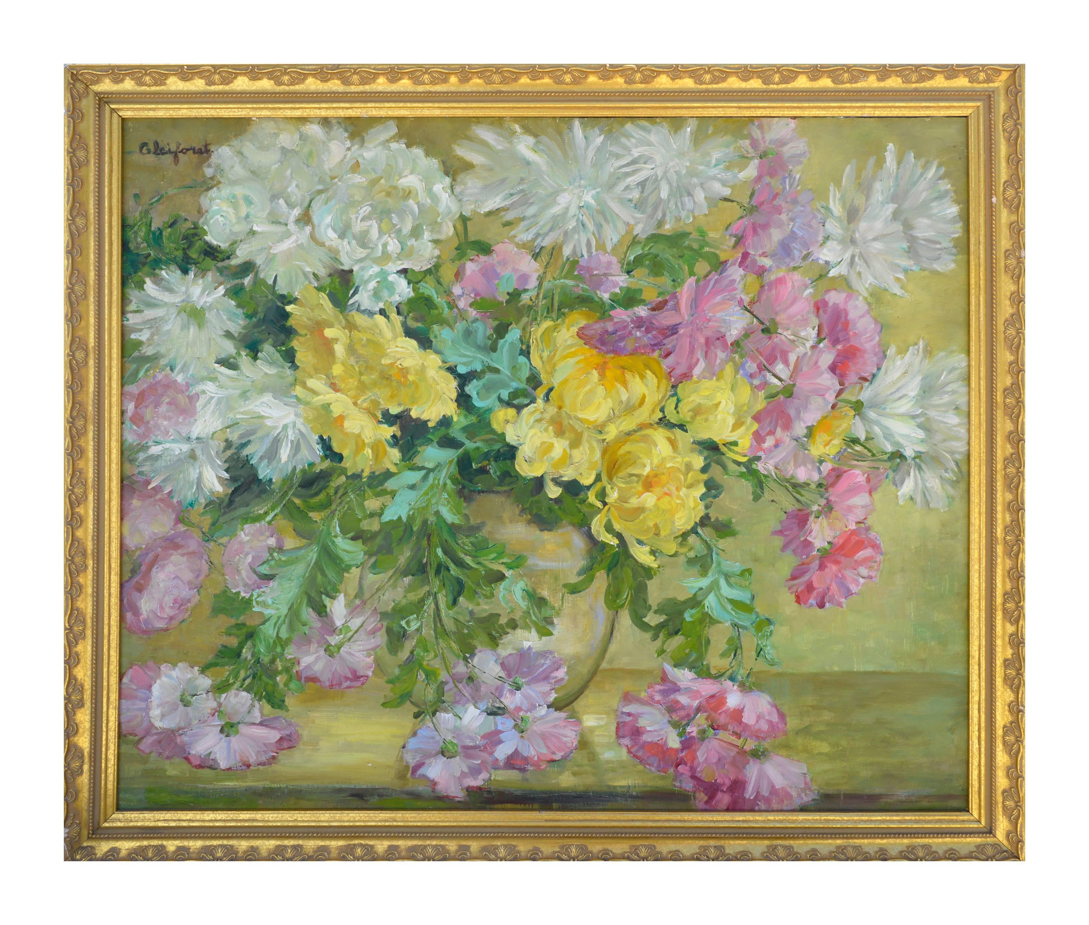 Helen Enoch Gleiforst Still-Life Painting - Chrysanthemums & Cosmos Bouquet 