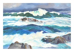 Retro "Rough Seas", Mid Century Seascape by Hartzell Harrison Ray 1969