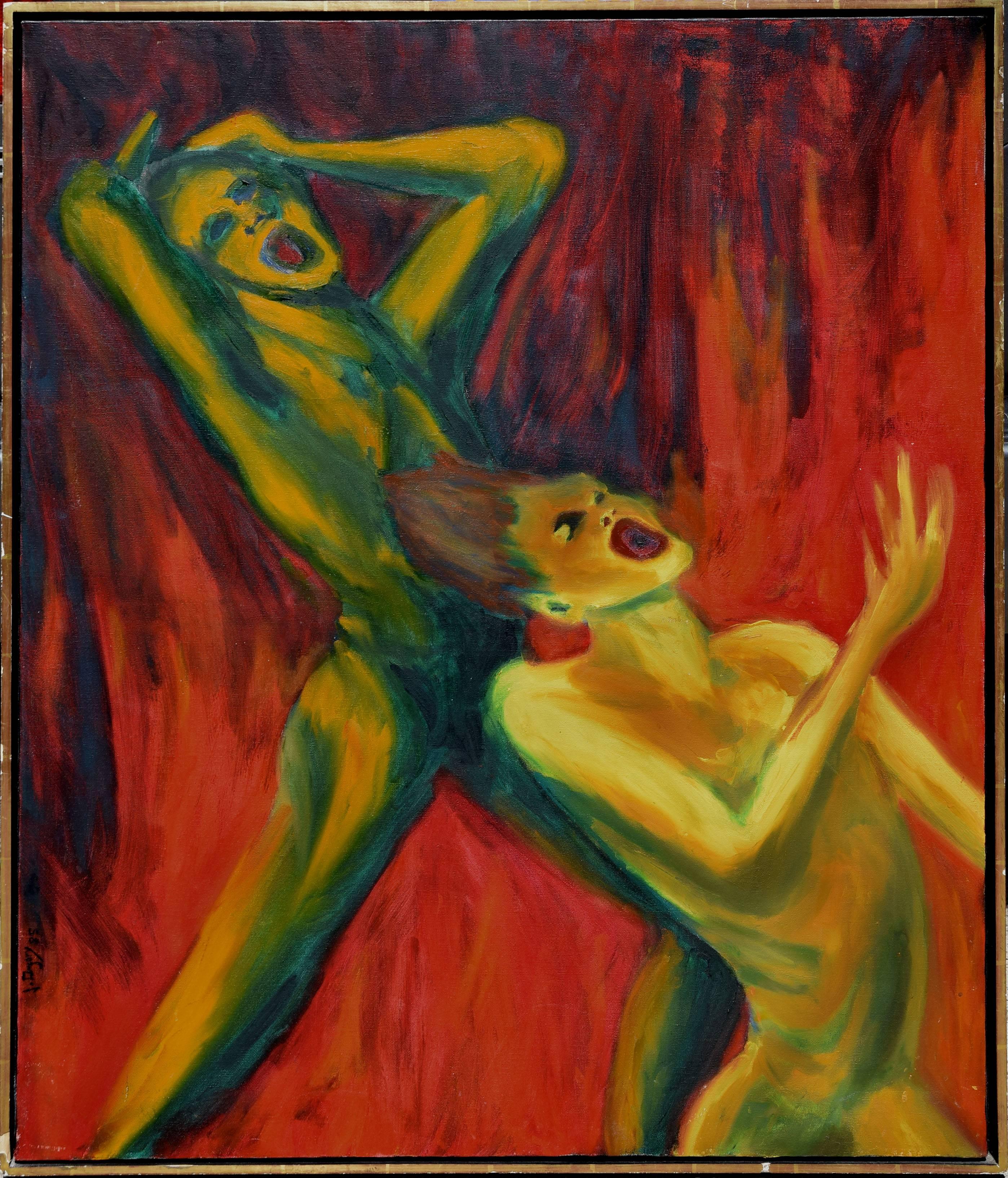 J. Gregory Abstract Painting –  L'enfer de deux - Abstrakte figurative Skulptur 