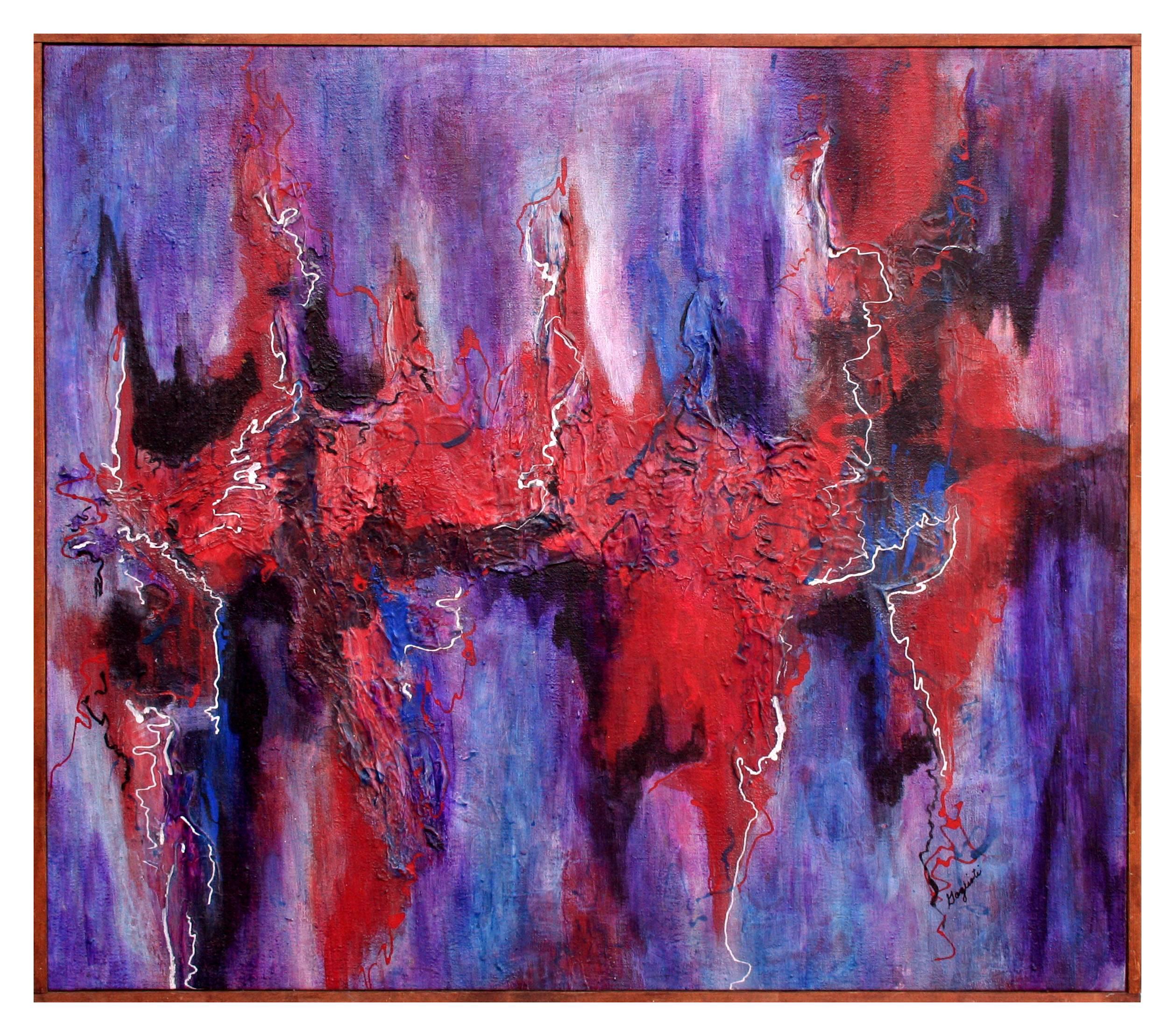 Patricia Gaglioti Abstract Painting – Rot und Lila Abstrakt