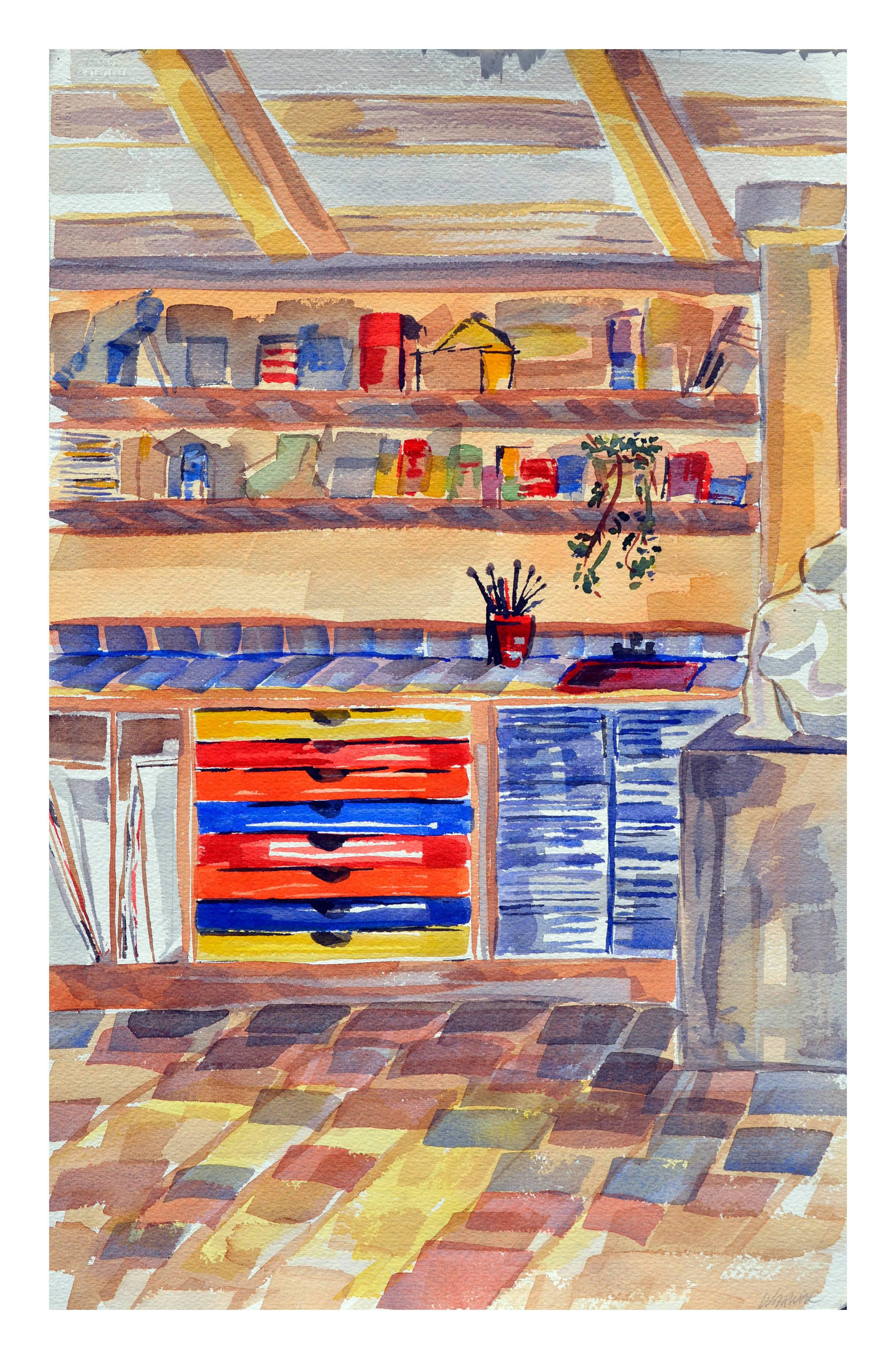 Interior Painting de Doris Warner - El Estudio de los Artistas - Acuarela Interior