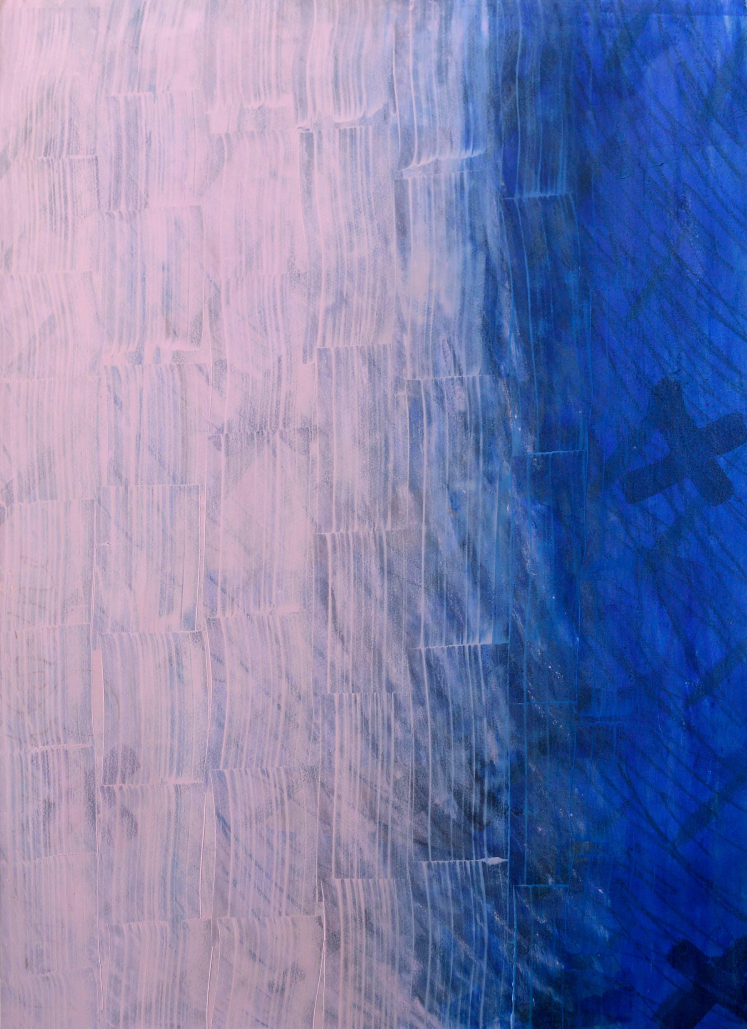 Vintage Pink and Blue Ombre Abstract - Painting by Maureen Fenton-Hansen