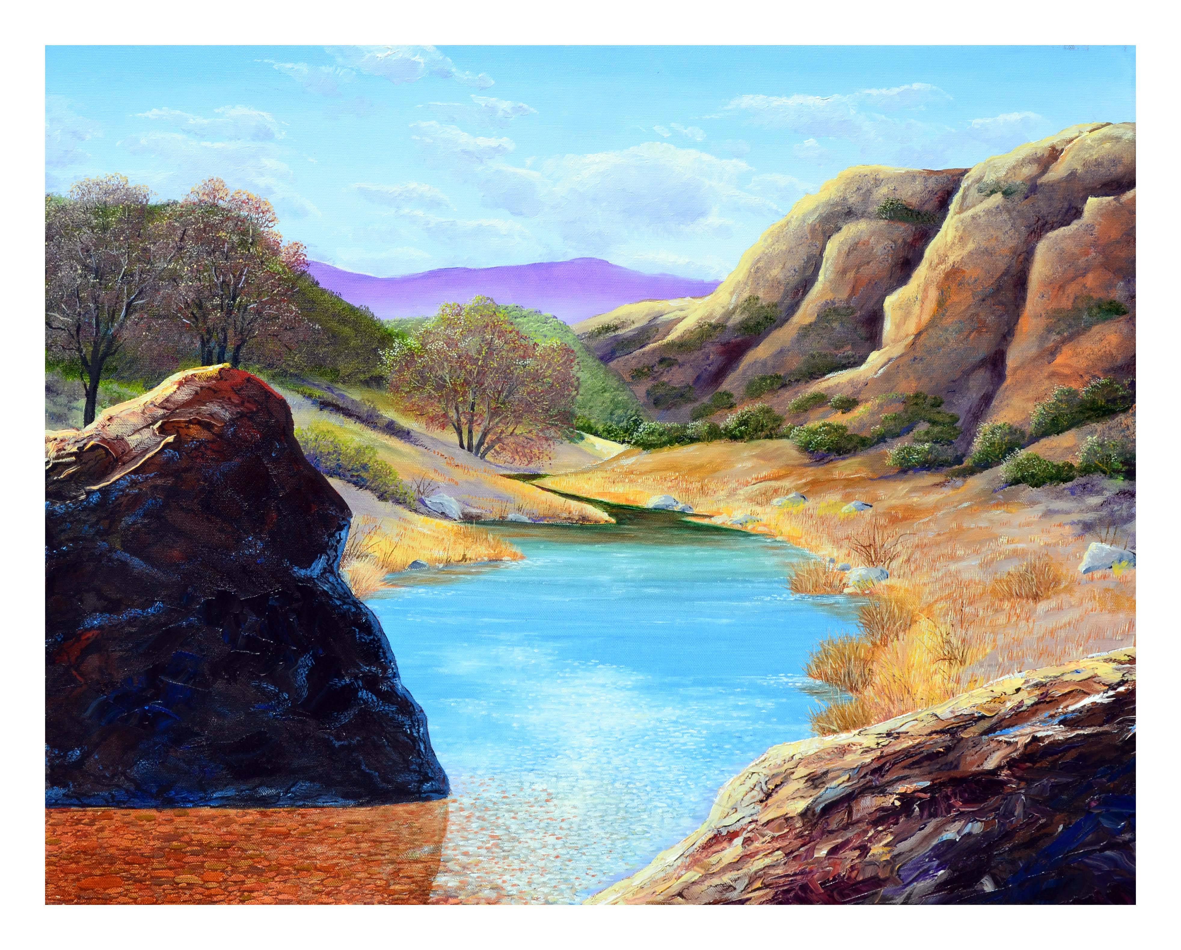 Luke Stamos Landscape Painting – Mount Hamilton Realistische Landschaft
