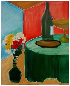 Vintage Flowers and Wine Still Life