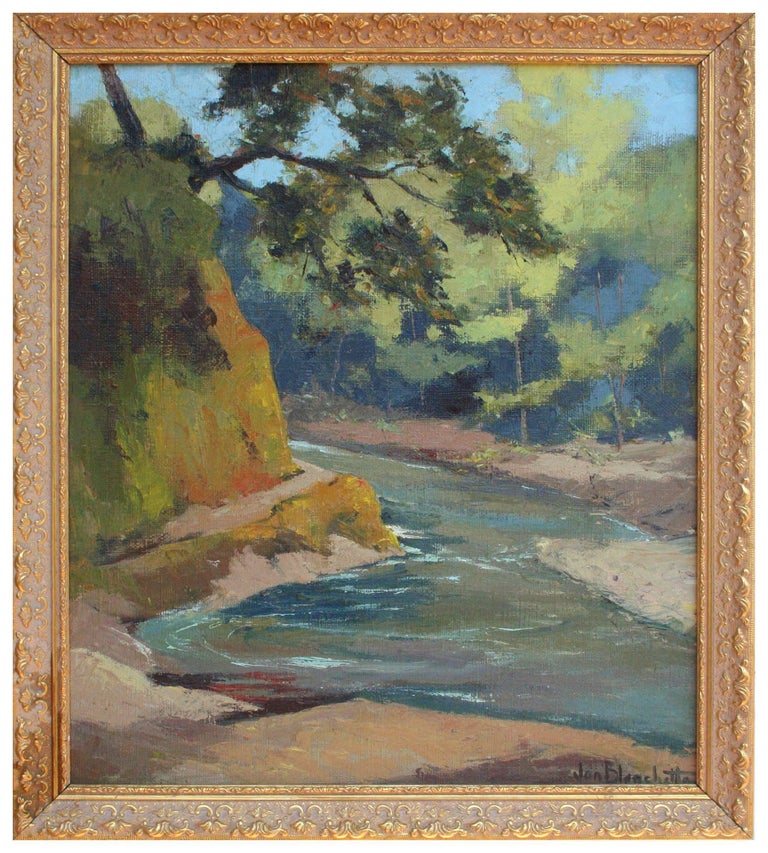 Jon Blanchette Landscape Painting - Mid Century California Mountain Stream Landscape 