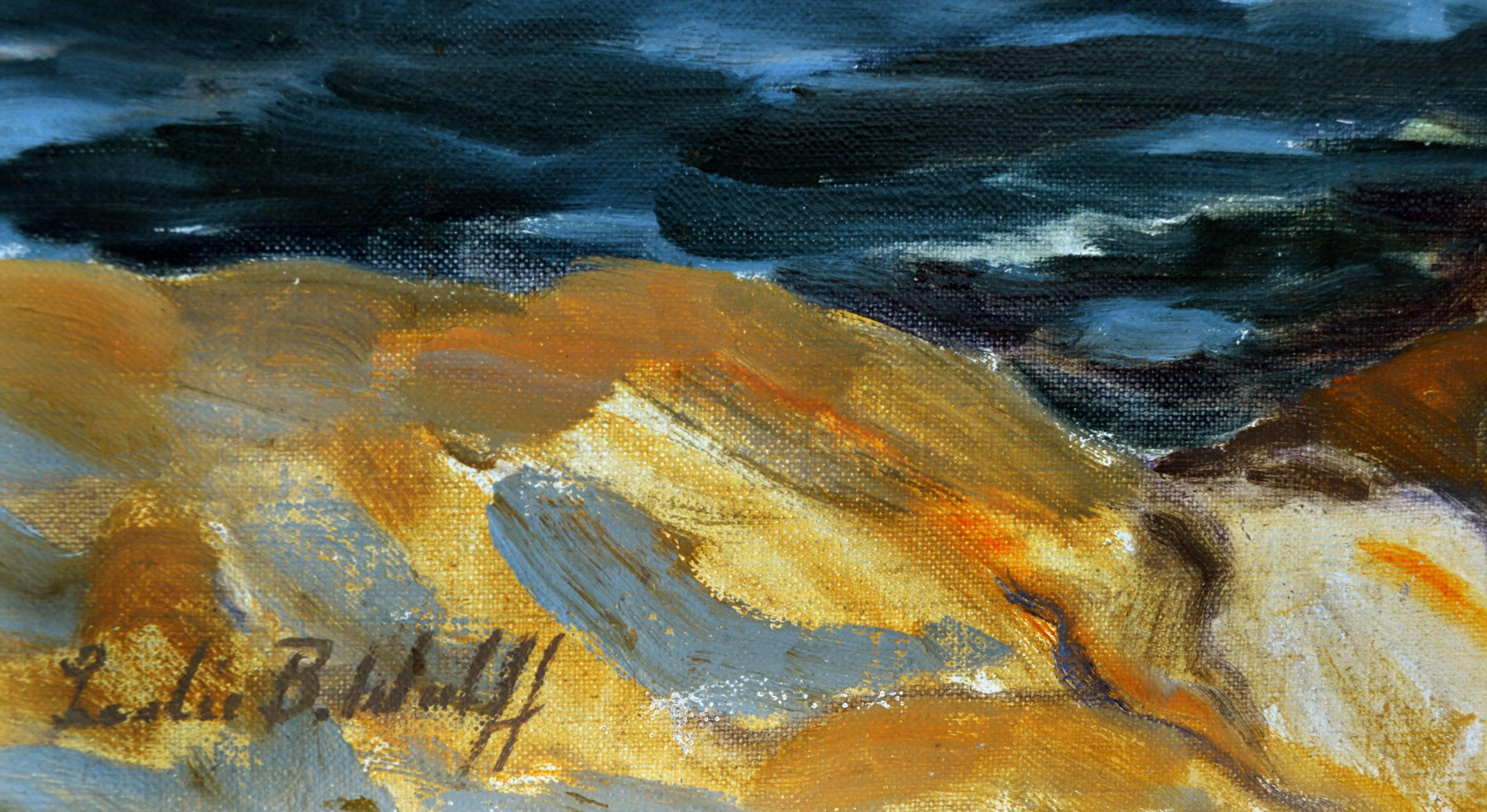The Water on the Rocks - Abstrahierte Landschaft aus den 1930er Jahren (Abstrakter Impressionismus), Painting, von Leslie Bruner Wulff