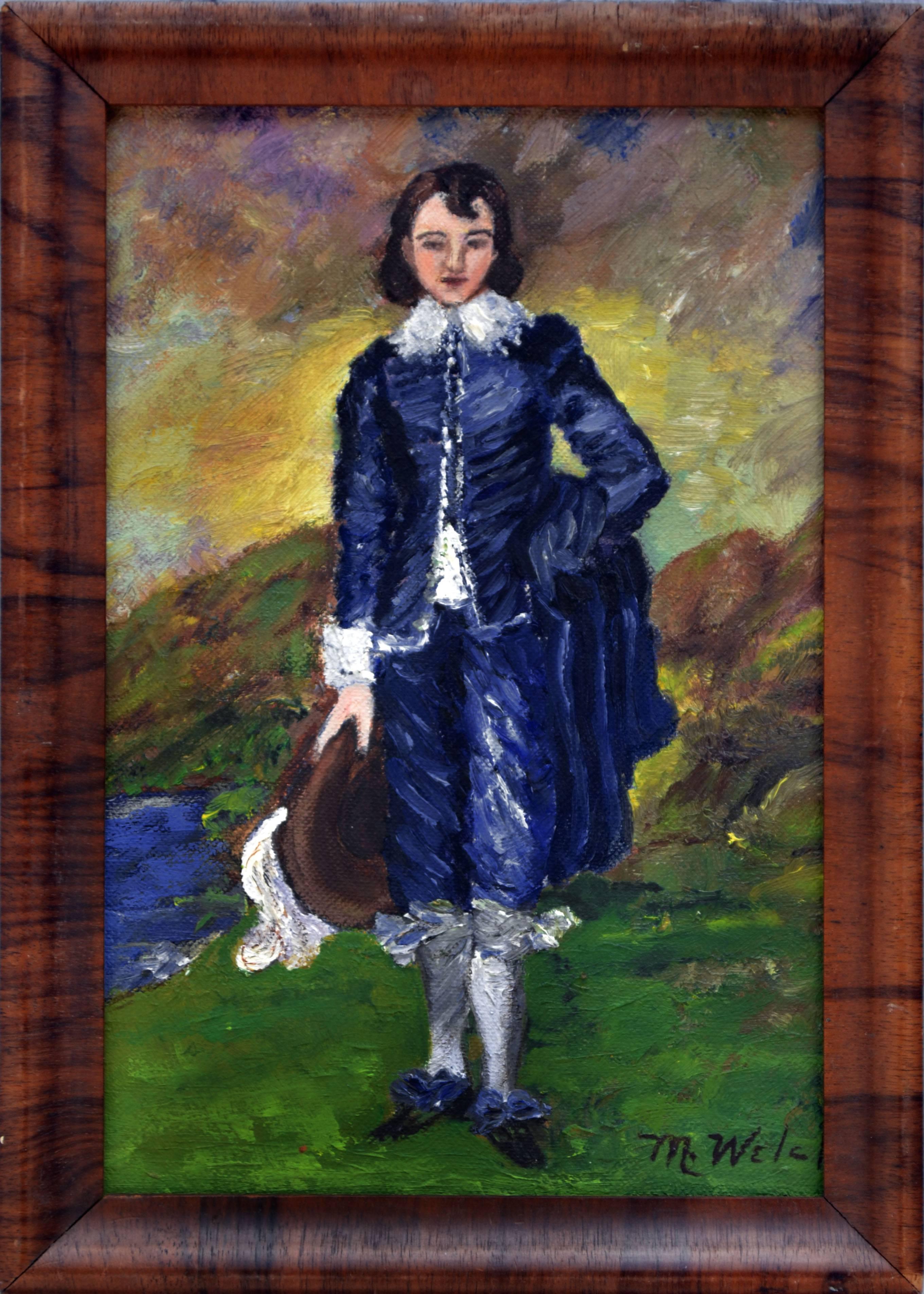 Portrait Painting Mary Welch - Étude du garçon bleu