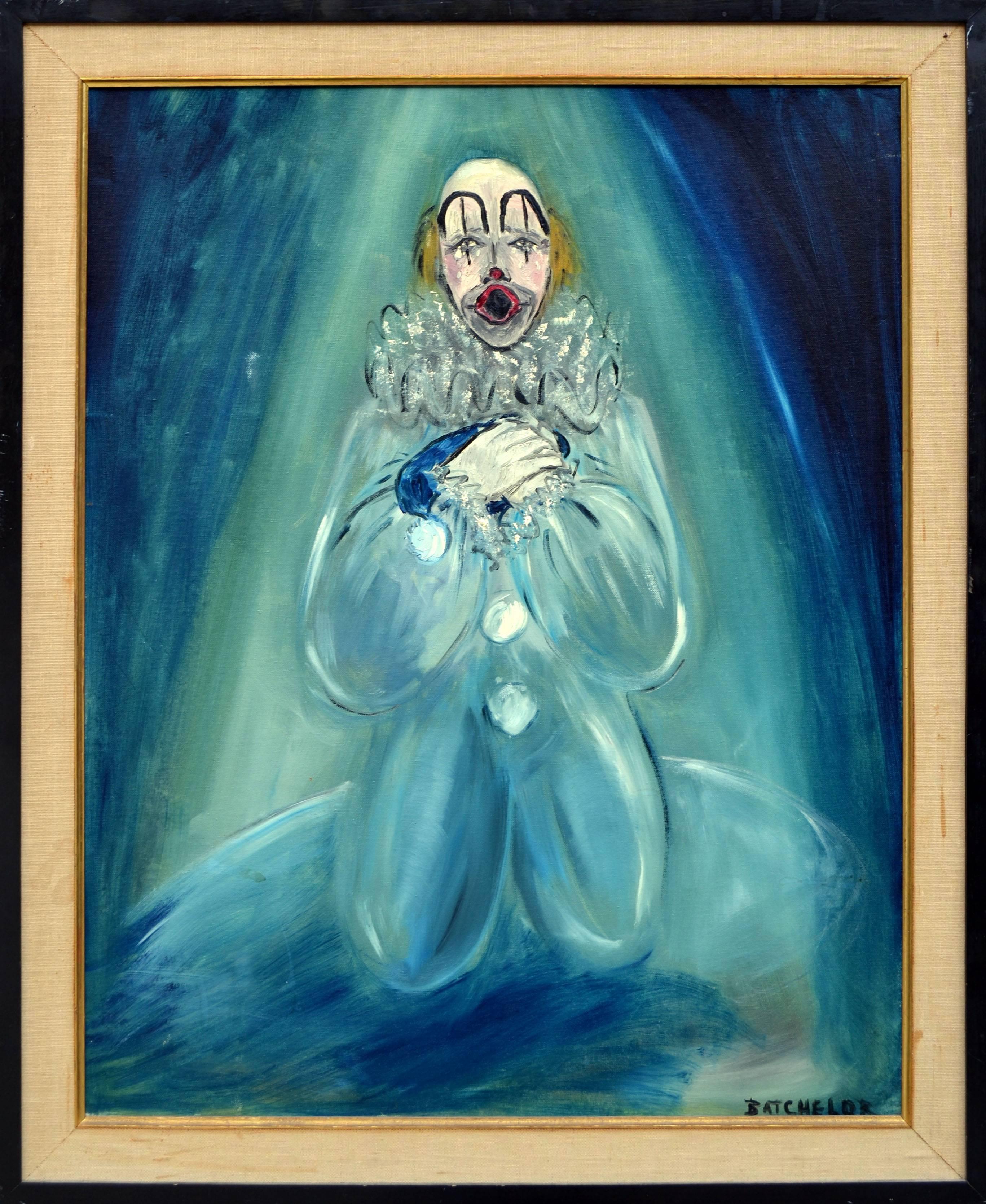 Ray Batchelor Figurative Painting - Blue Clown