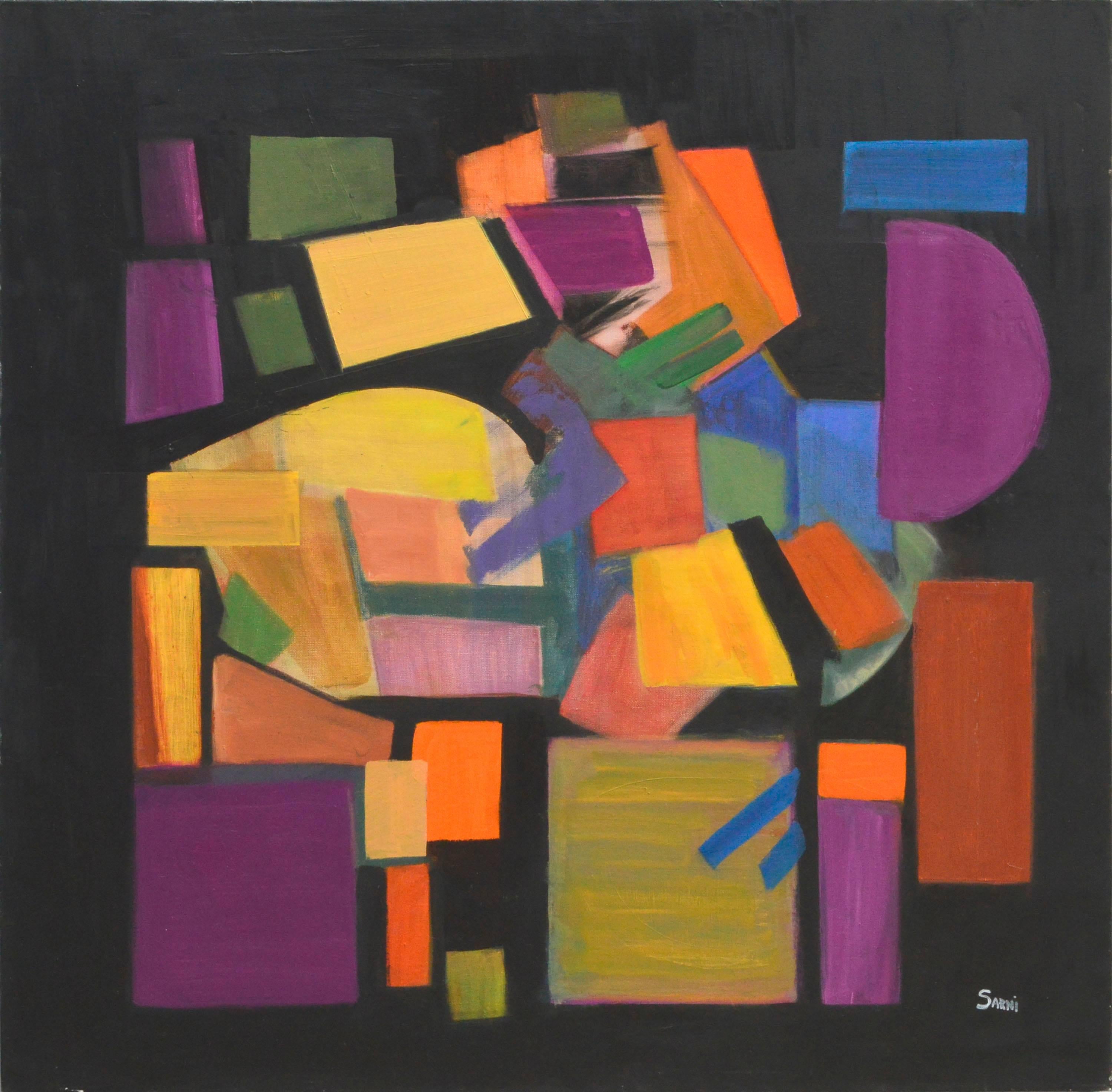 Marie Sarni Abstract Painting - "Memories of My Foreign Home" - Geometric Abstract 