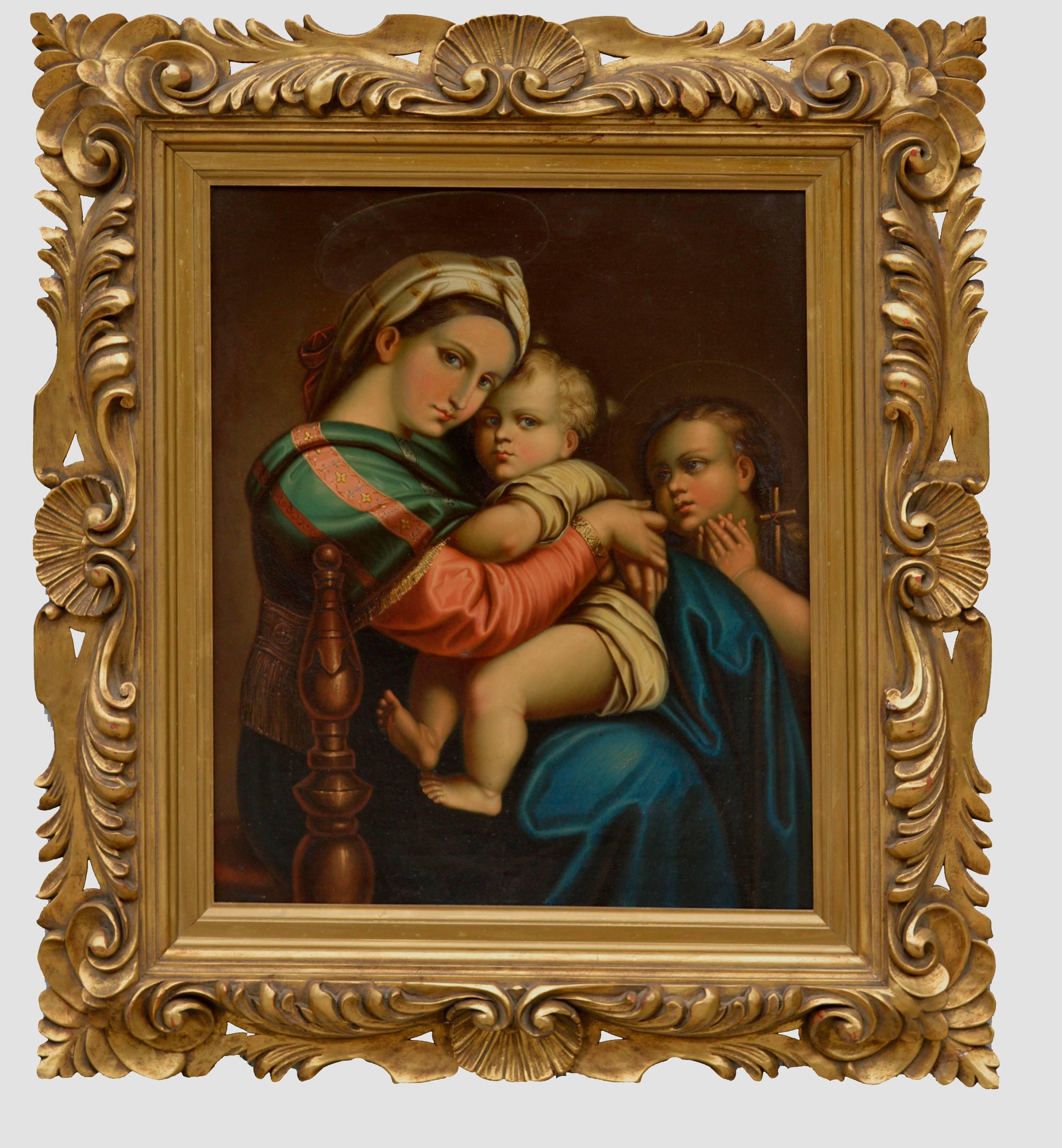 Unknown Figurative Painting - Mid-19th Century Study of Raphael's Madonna Della Seggiola