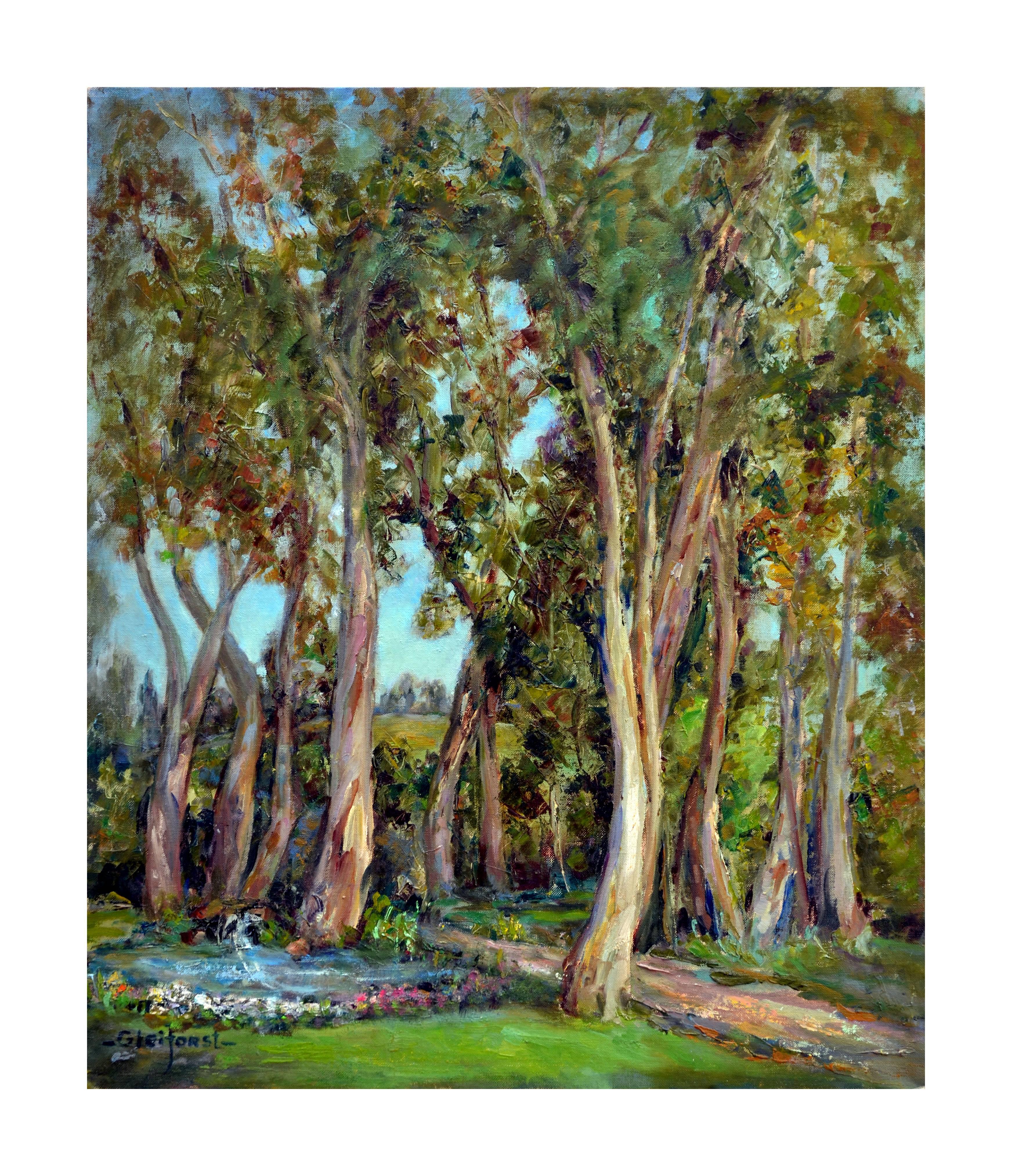 Helen Enoch Gleiforst Landscape Painting - Mid Century The Eucalyptus Grove Landscape