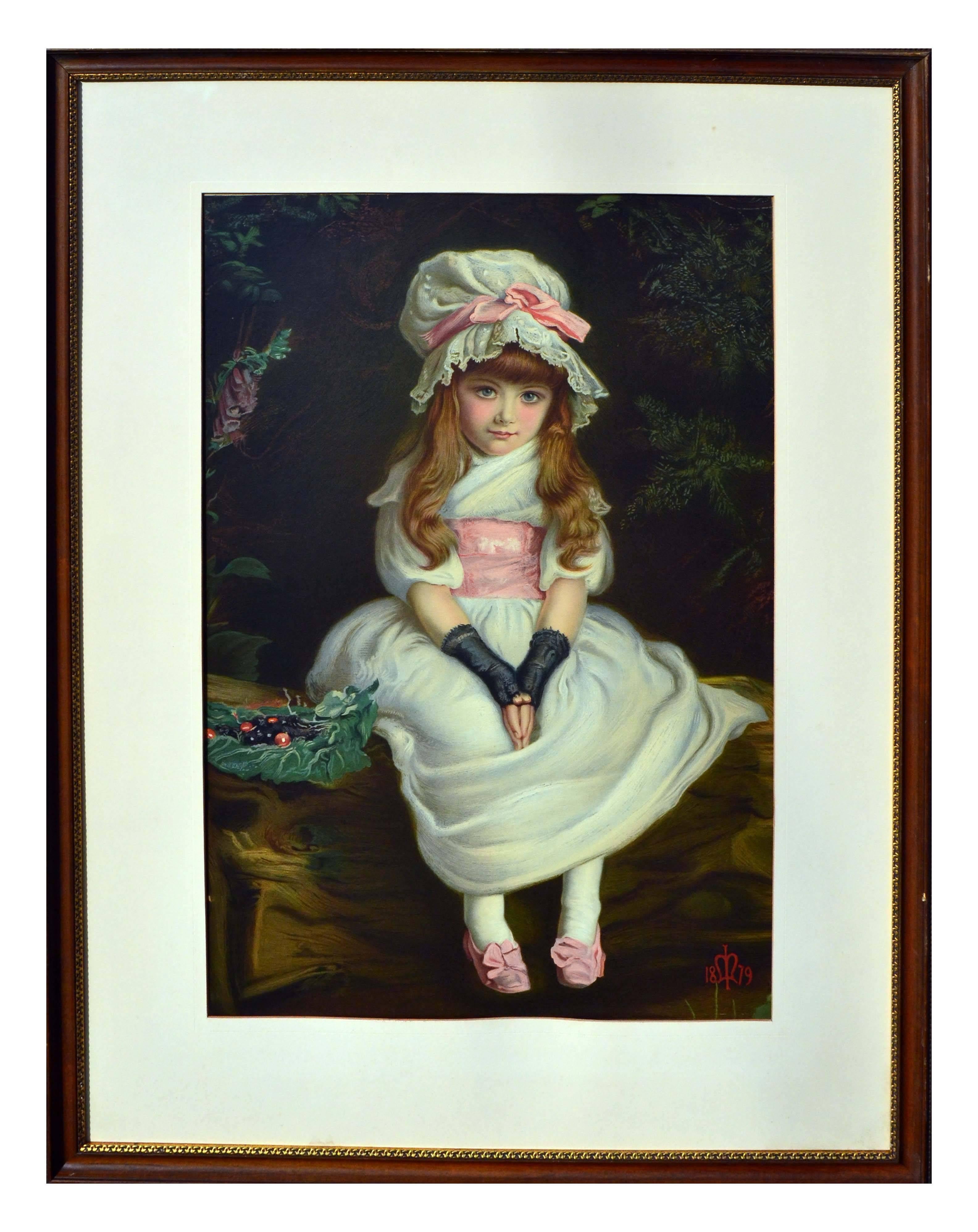 John Everett Millais Portrait Print - Cherry Ripe, Girl in a Bonnet