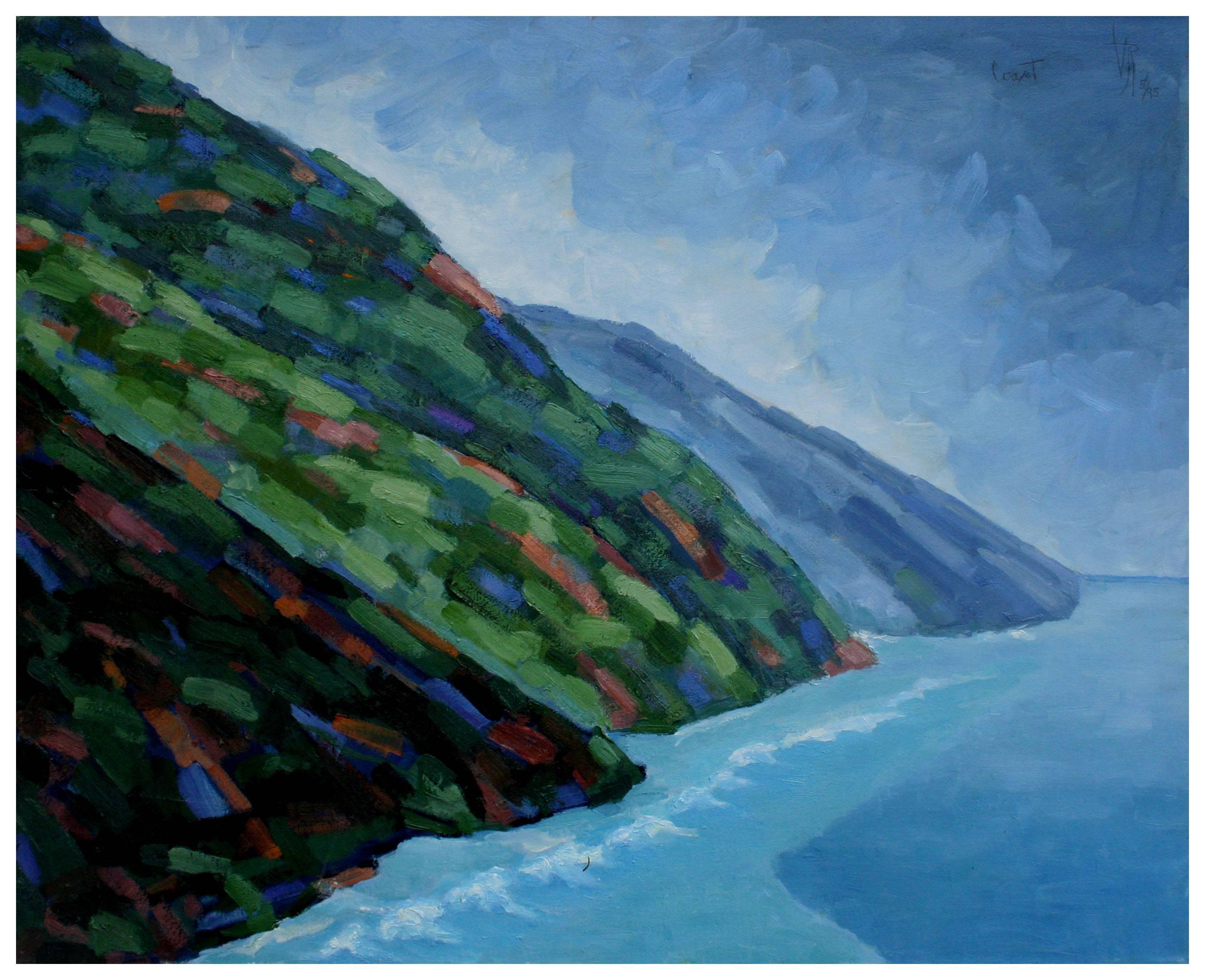 Virginia Rogers Landscape Painting – Fauvistische Landschaft der Big Sur Coast