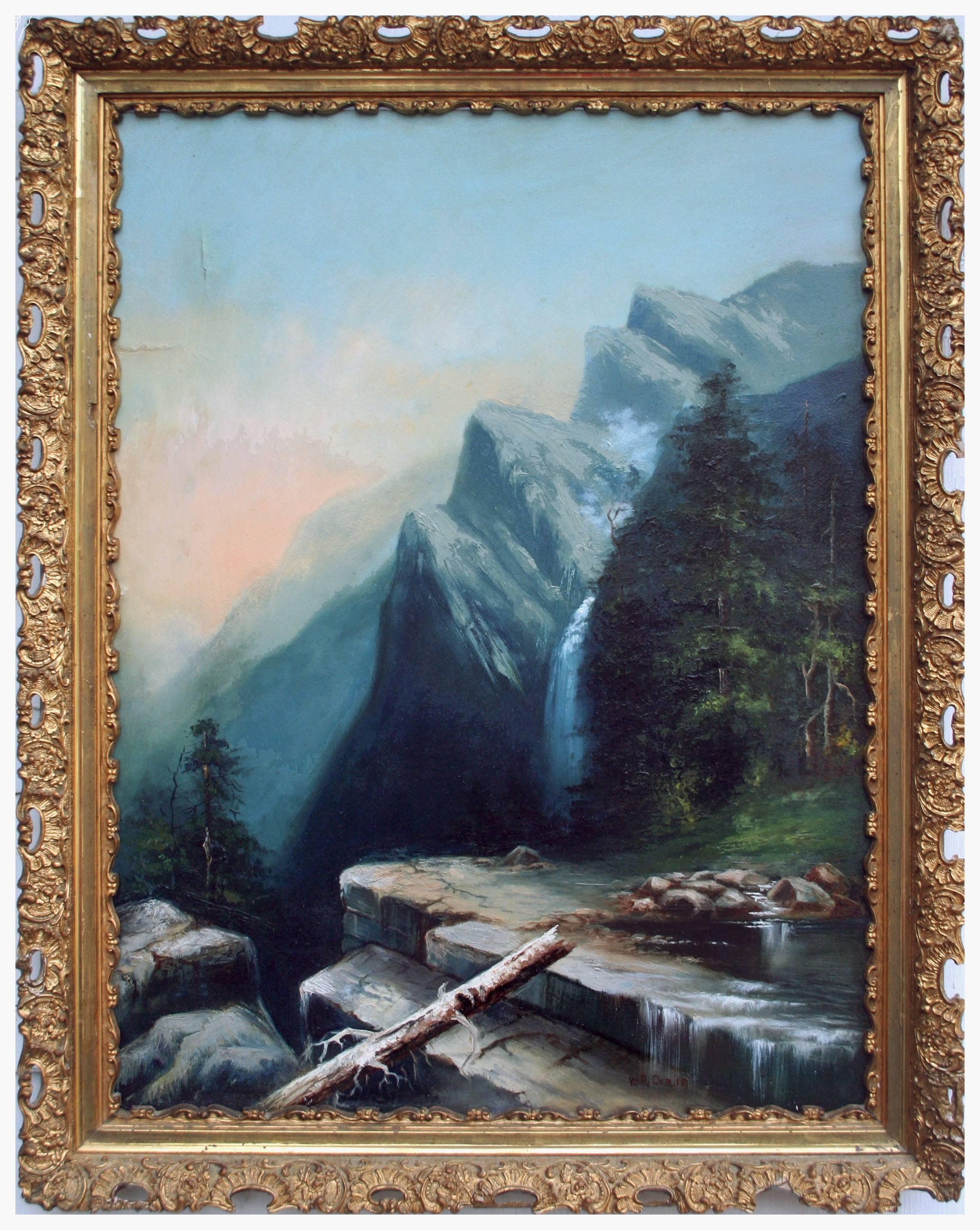 William Craig Landscape Painting - "Three Brothers" Mountain Peaks - Yosemite National Park, California Landscape 