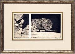 "The Shelter" - Mid Century Abstract Etching