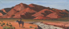 Desert Rider - Utah Mountain Figurative Landscape with Horse 