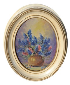 Texas Bluebonnet Bouquet - Mid Century Floral Still Life 