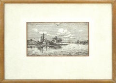 Vintage San Francisco Bay rare India ink drawing of the Bay by Paul Grimm