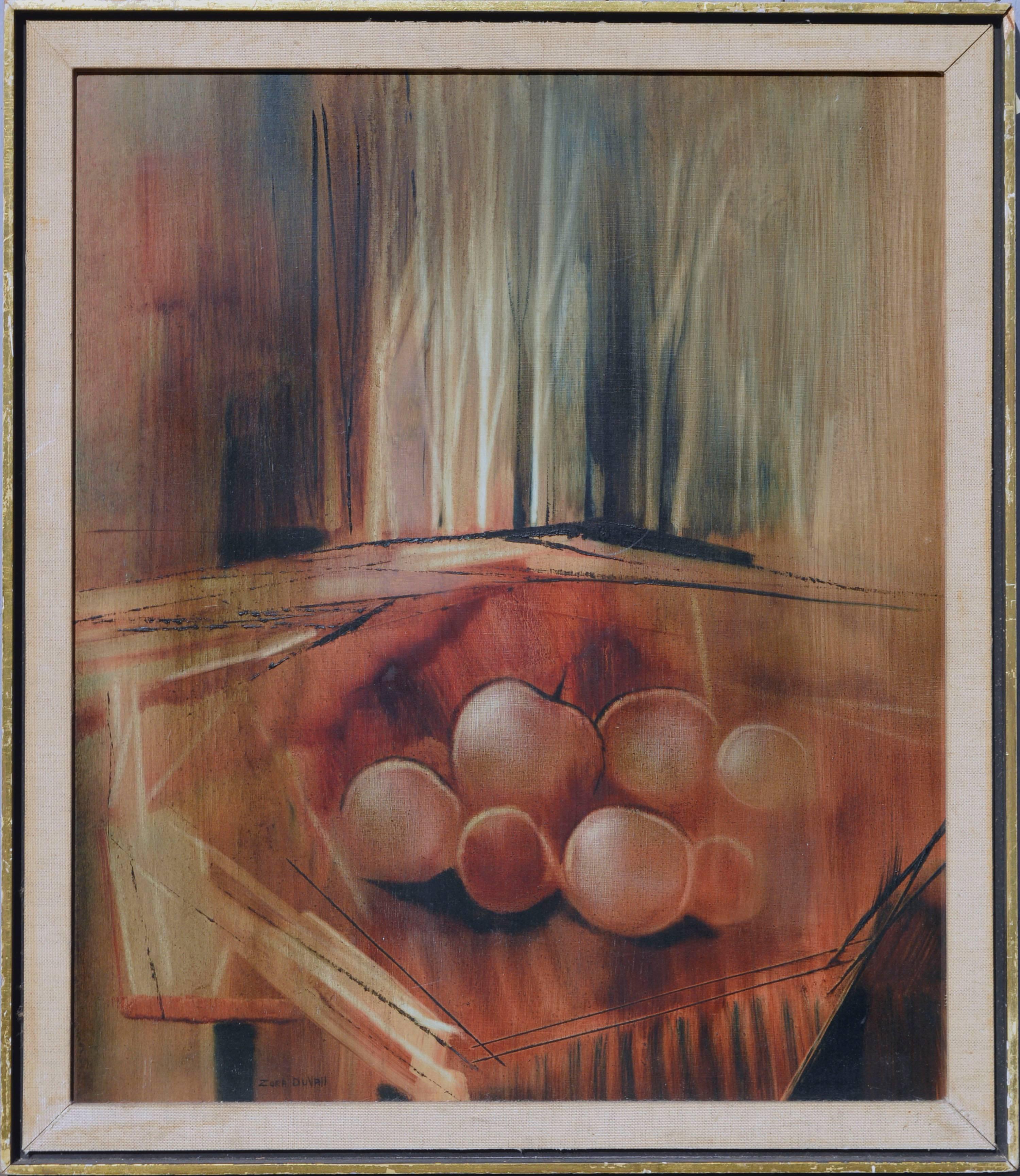 Zora Duvall Still-Life Painting - Mid Century Modernist Apple Still Life