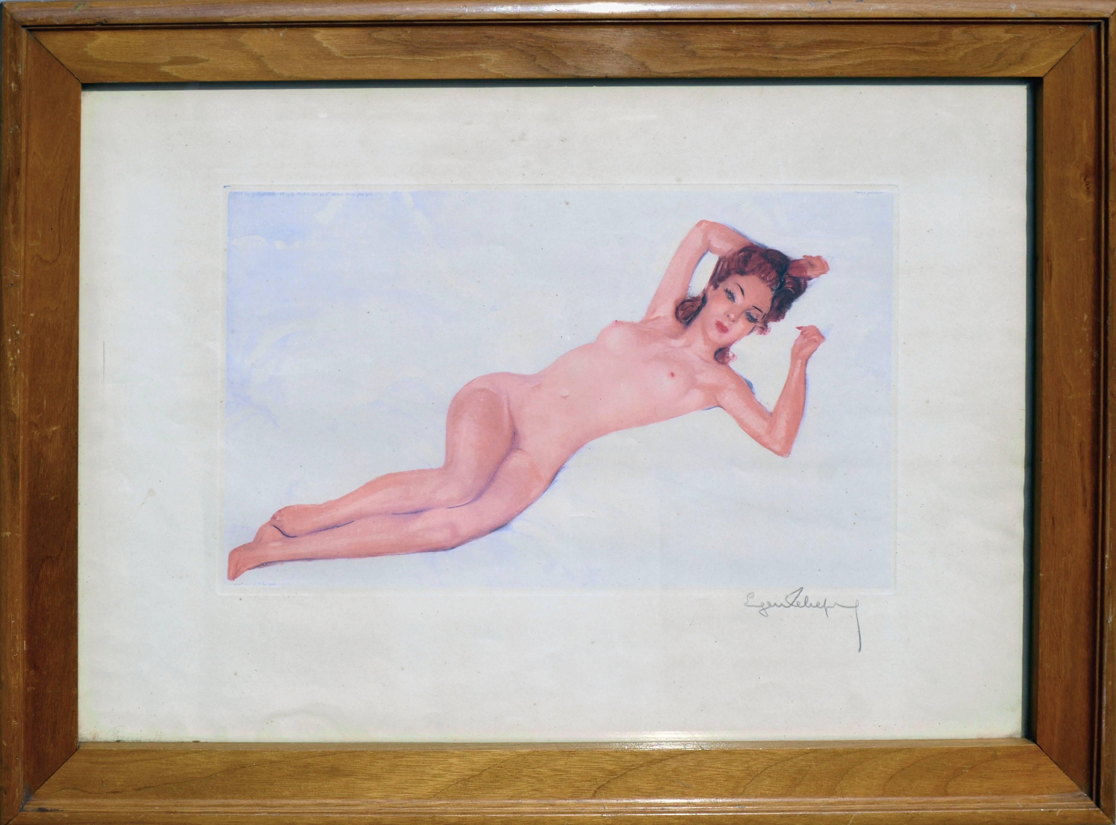 Eugène Leliepvre Nude Print - French Pinup Girl