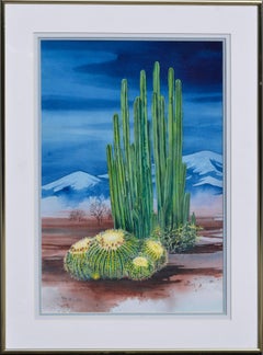 Nocturnal Cactus Flowers Desert Landscape