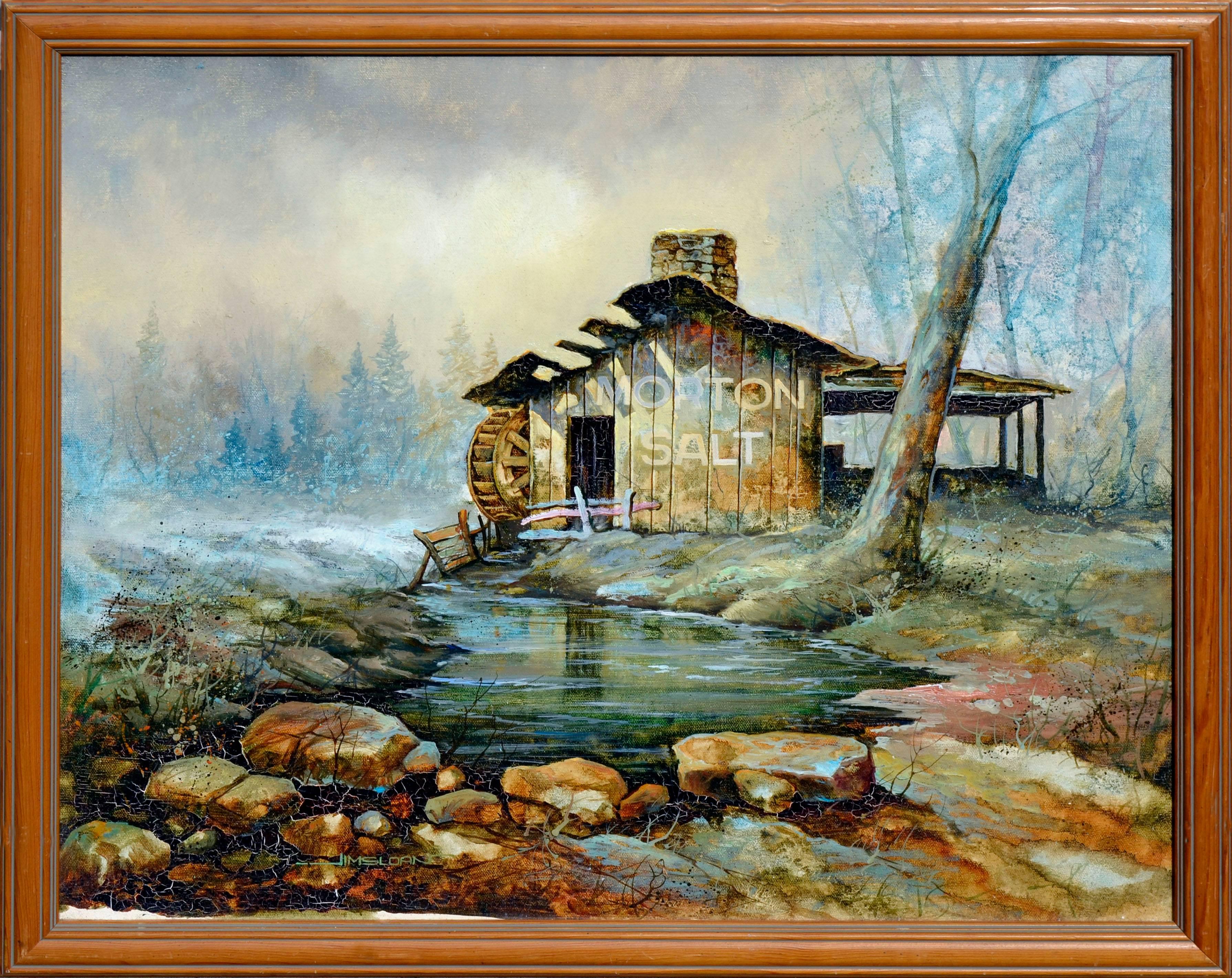 Jim Sloan Landscape Painting - Olde Grain Mill, Morton Salt