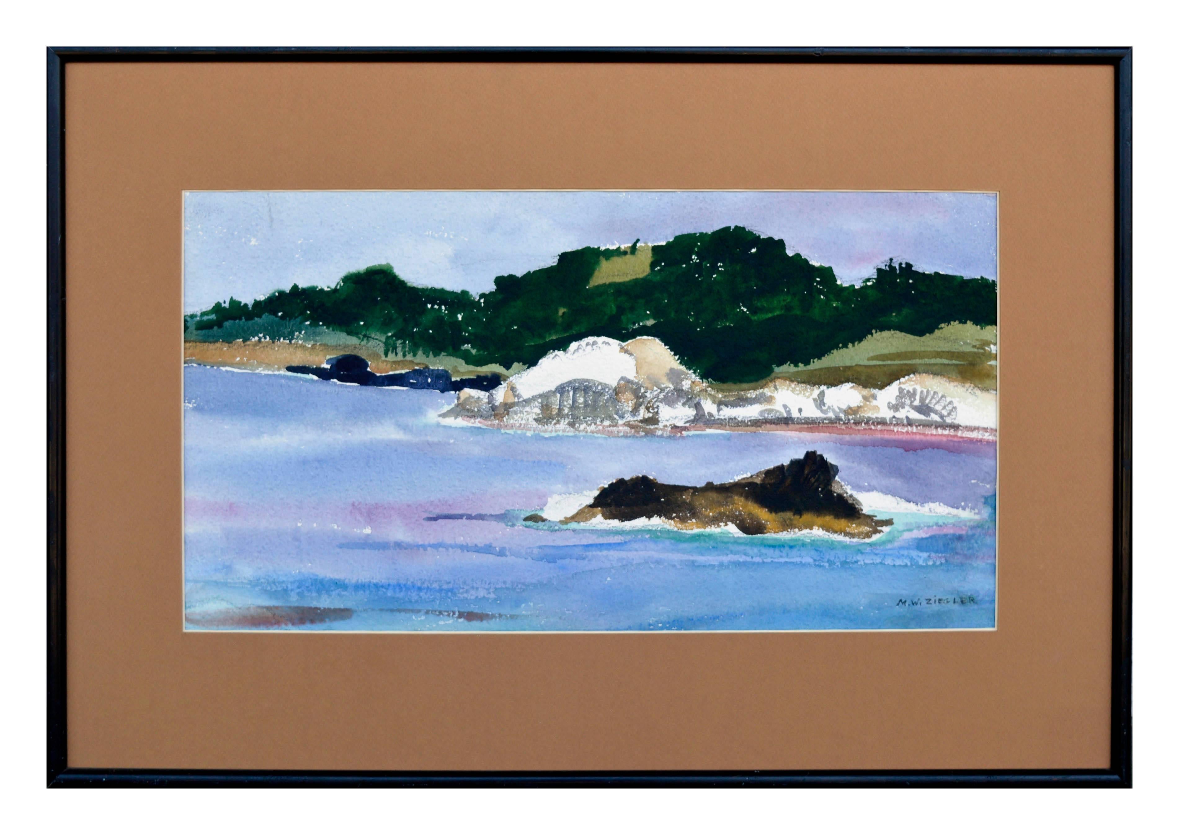 Margaret Wherry Ziegler Landscape Art - Near Point Lobos - Mid Century Carmel Seascape 