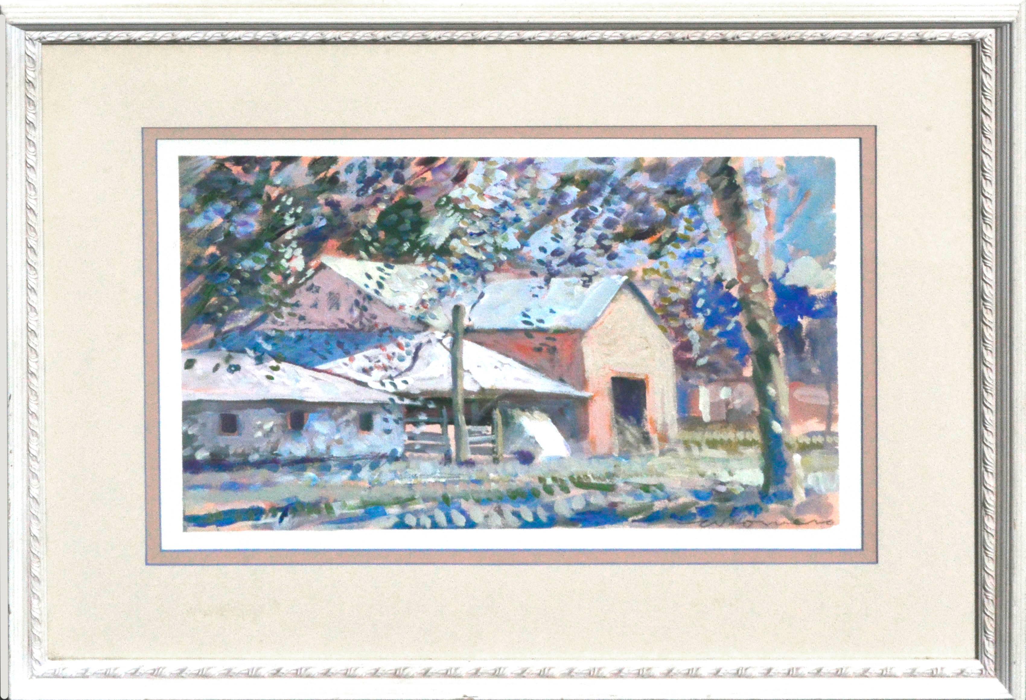 Woodside Barn with Multicolor Trees Landscape 