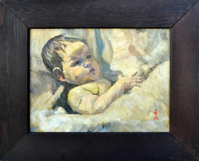 Unknown Figurative Painting - Early 20th Century Portrait of a Baby
