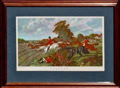 "Llanto pleno" - Paisaje figurativo de caza a caballo de mediados de siglo