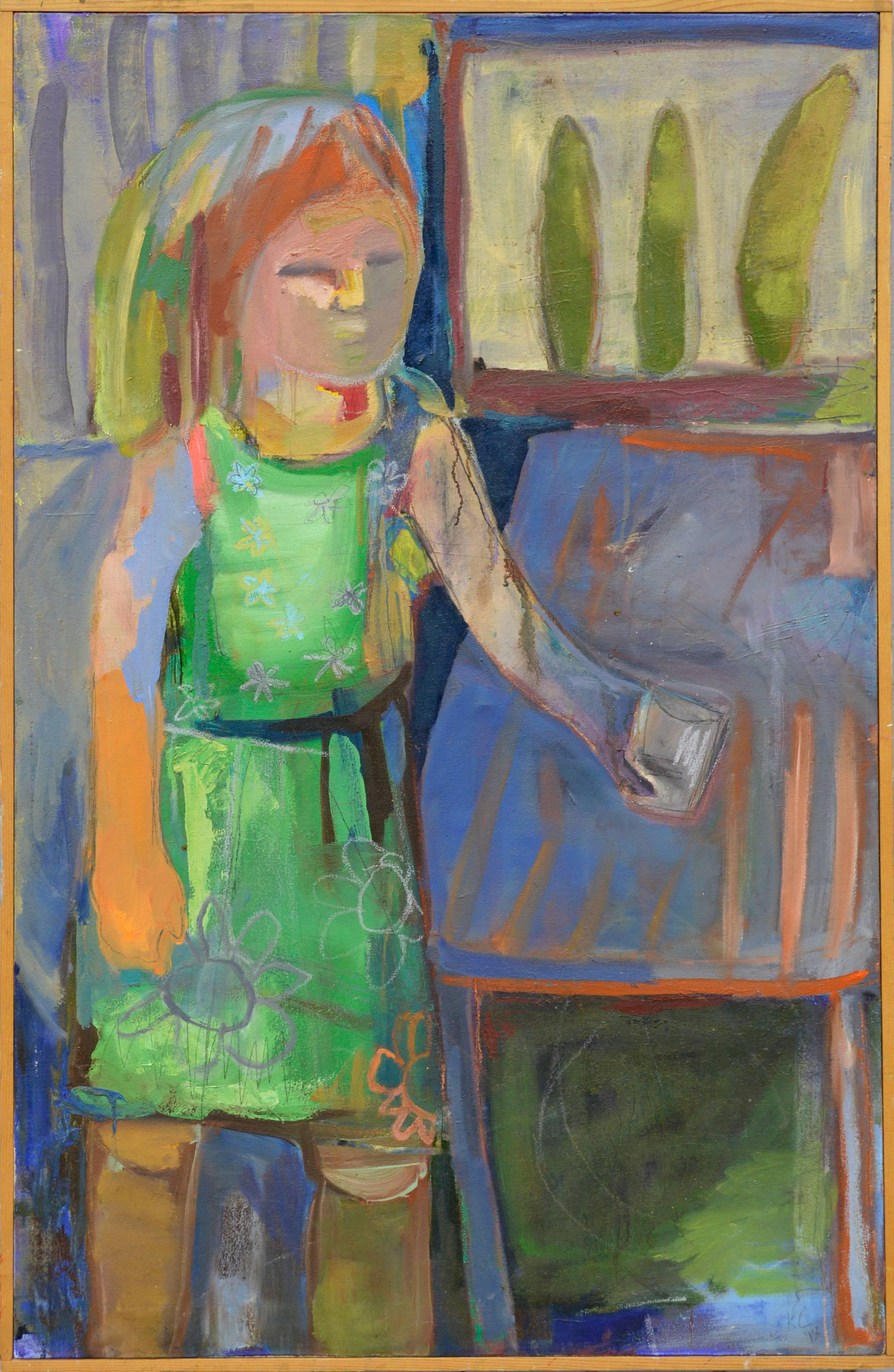 Girl With Glass Abstract Expressionism