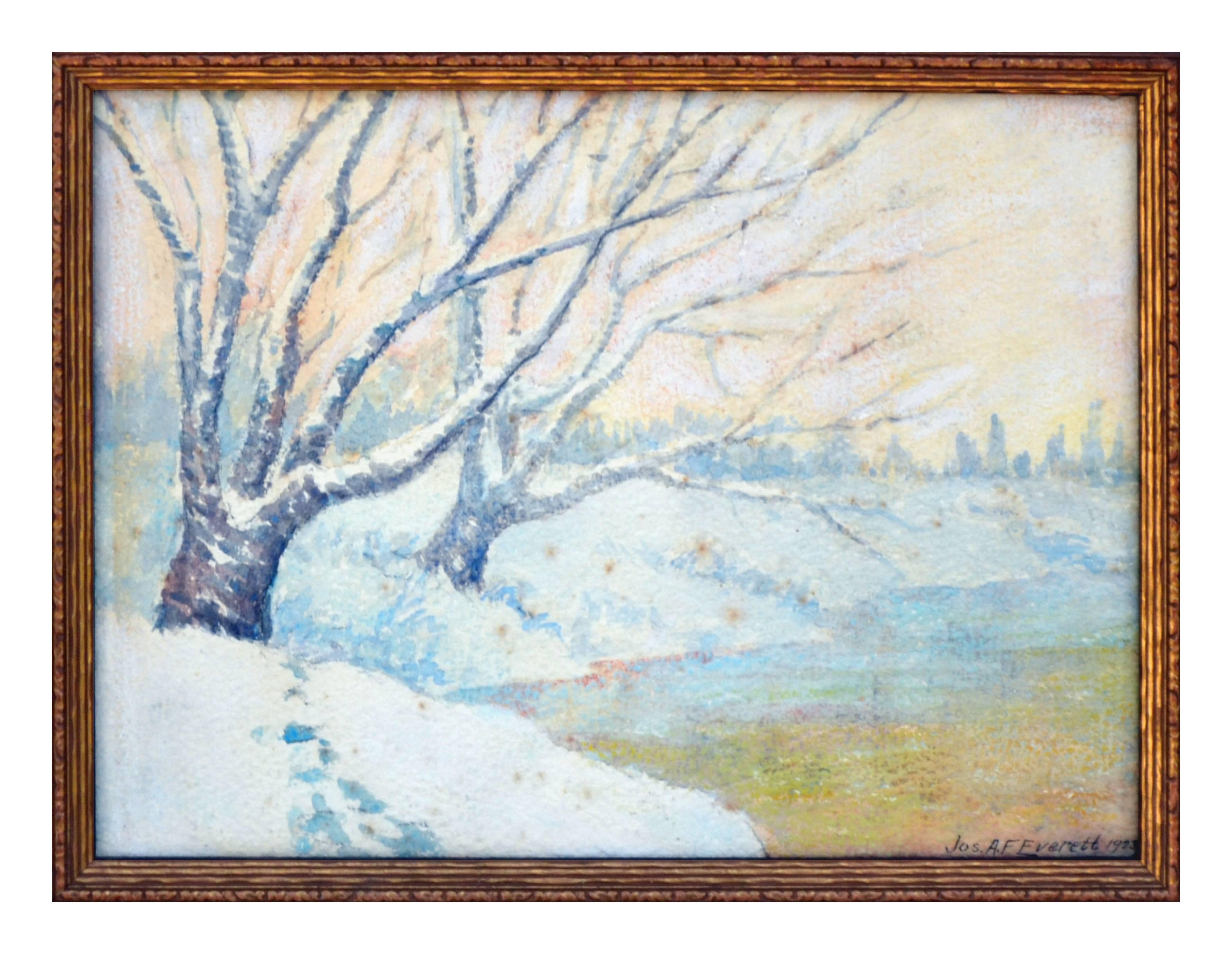 Joseph Alma Freestone Everett  Landscape Painting - Winter Landscape