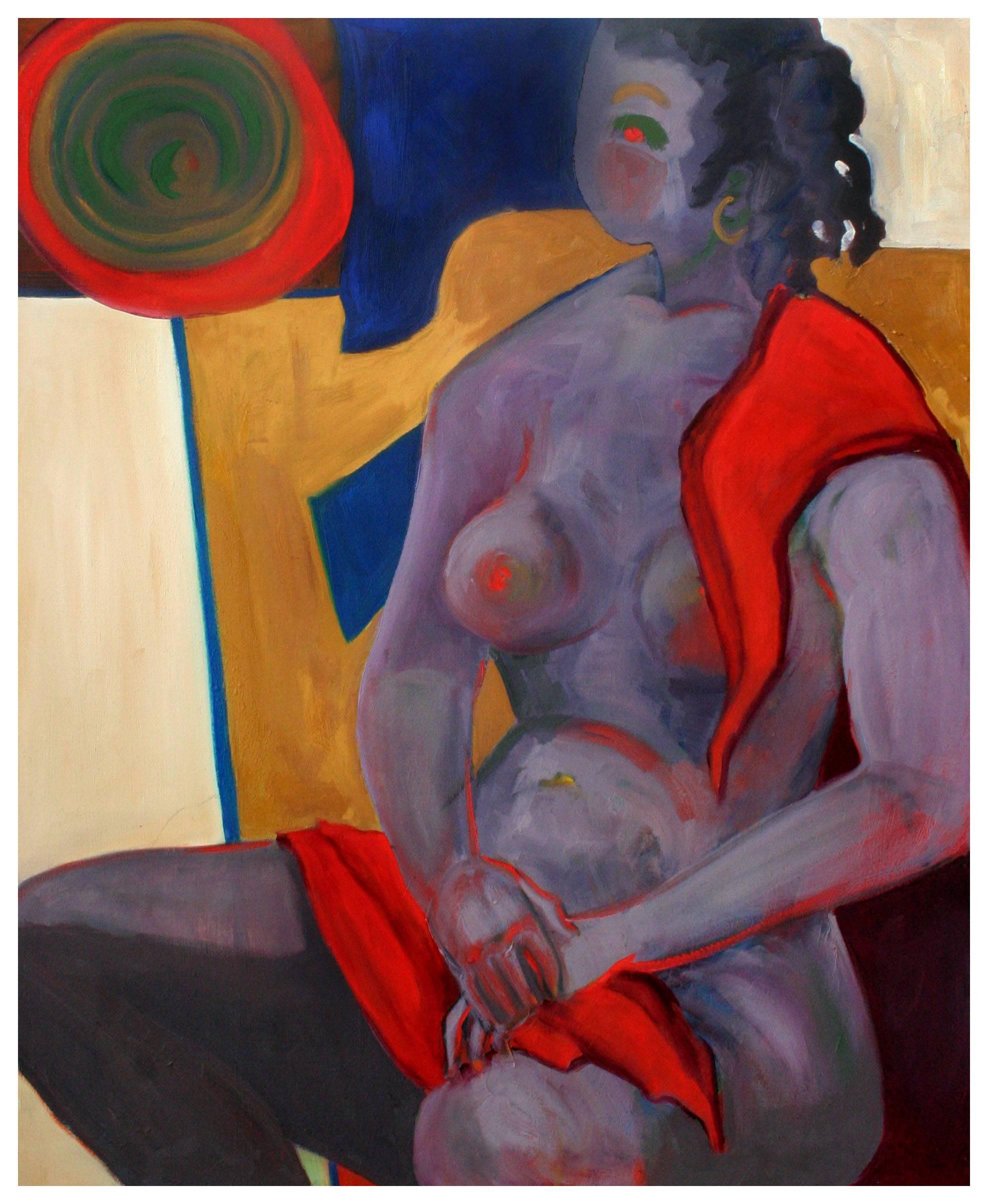 Molly E. Brubaker Nude Painting - Abstract Expressionist African American Nude Figurative