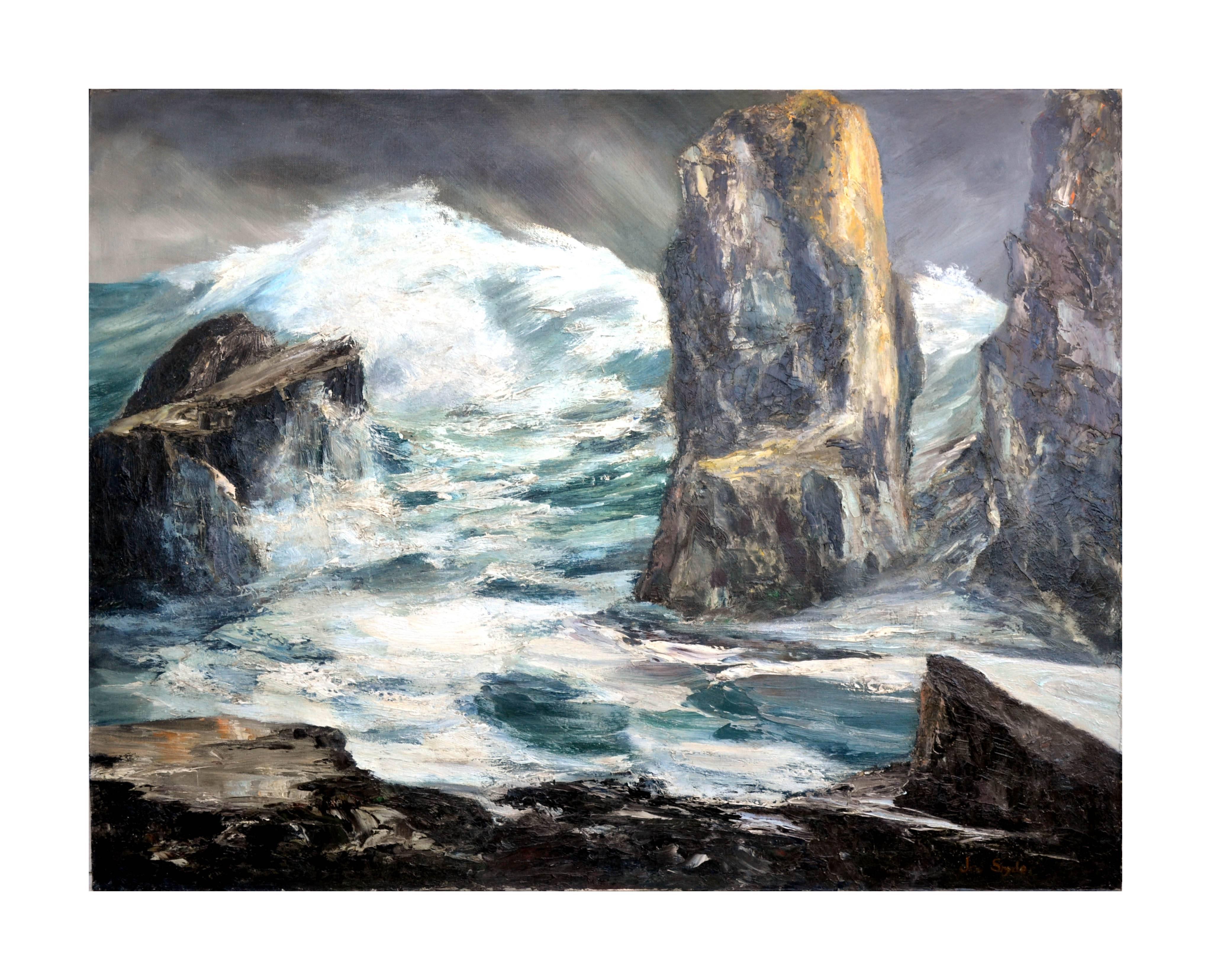 Unknown Landscape Painting - Storm on Farralon Island