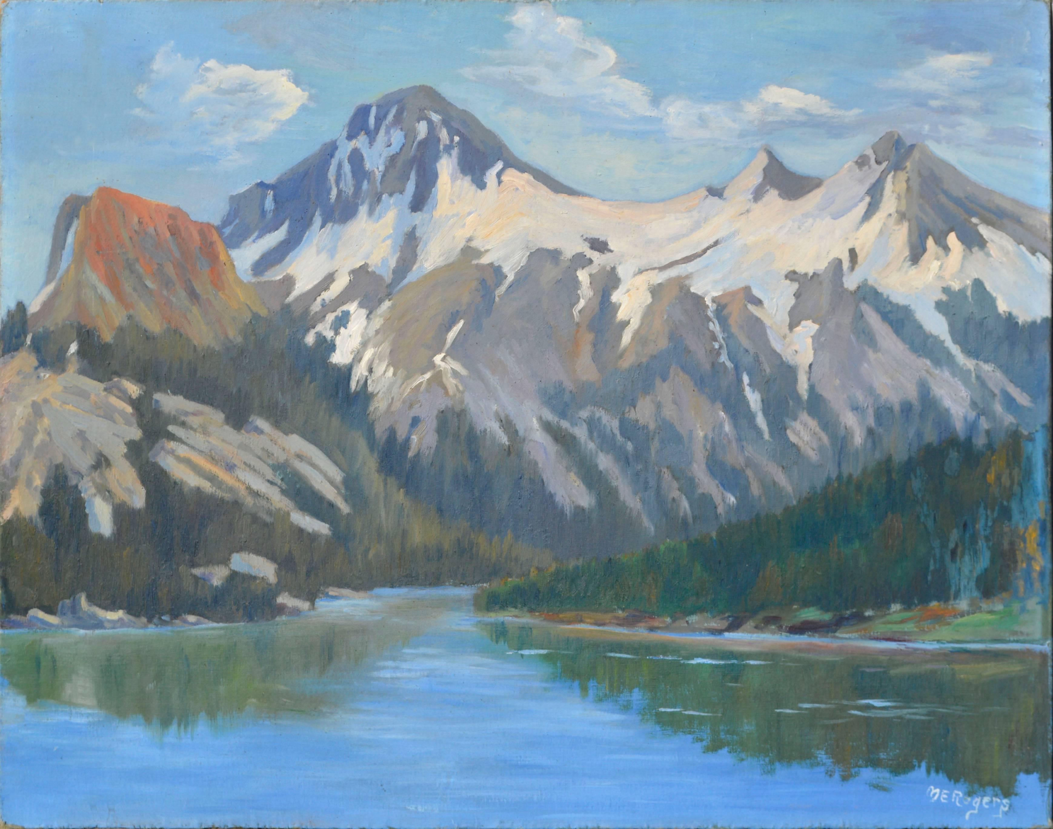 Anfang des 20. Jahrhunderts Sierra Mountain's Mt. Raymond, Kalifornien Landschaft – Painting von Margaret E. Rogers