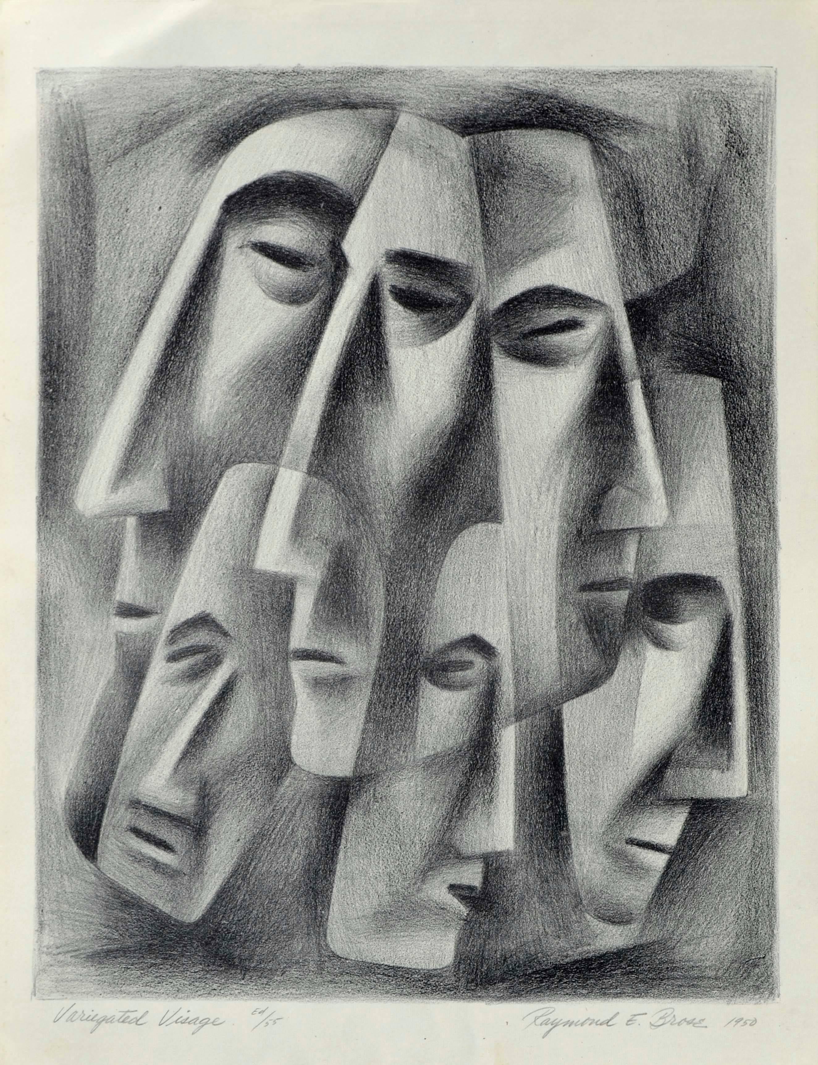 Raymond Edwin Brose Abstract Print - Faces Abstract