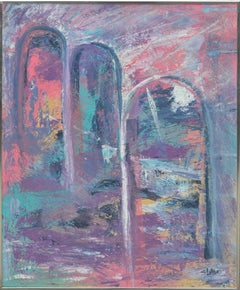 Vintage Abstract Expressionist Landscape -- Roman Aqueducts 
