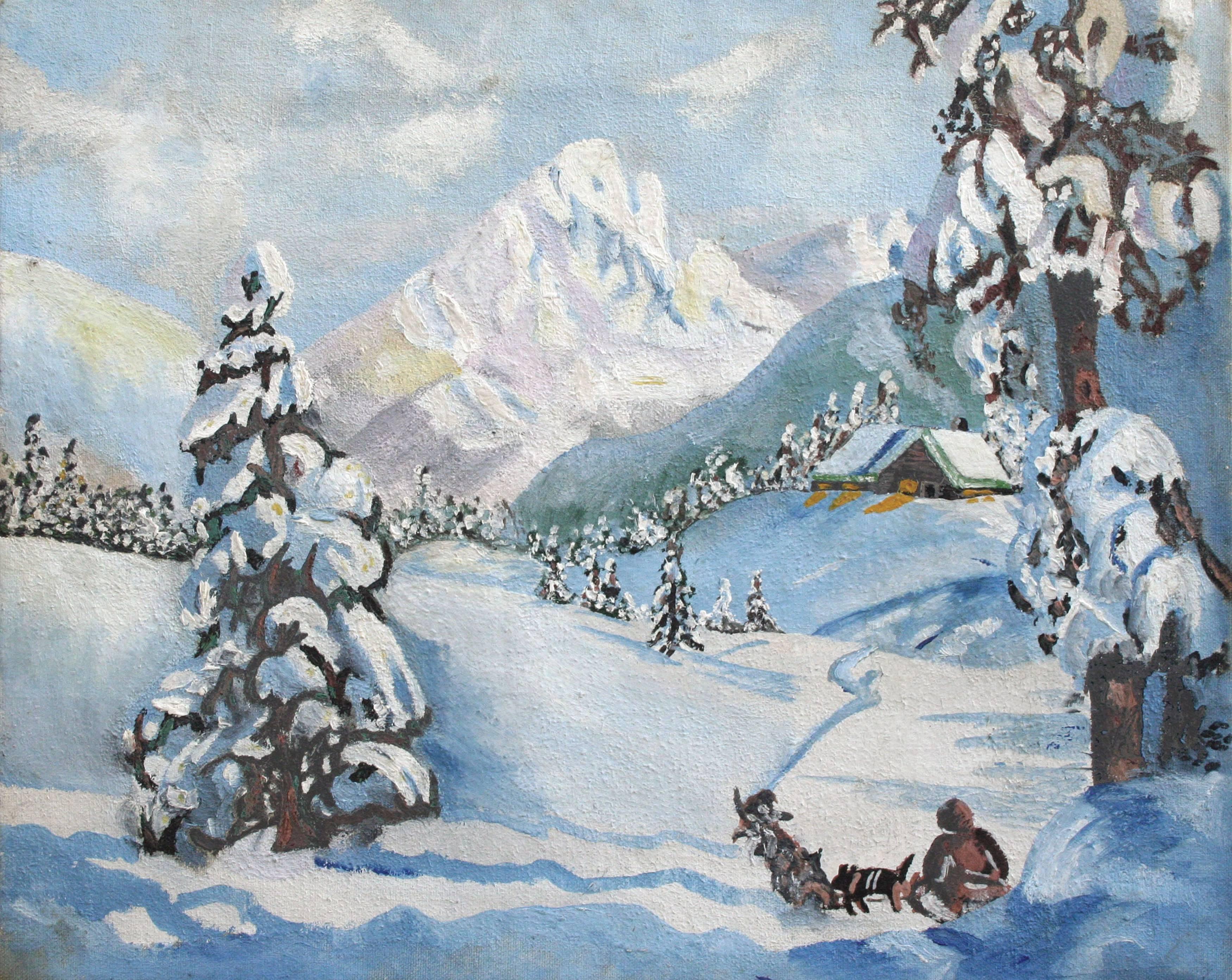 Unknown Landscape Painting - Snow Covered Hills