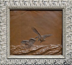 Birds of Prey; Early 20th Century Copper Relief Sculpture 