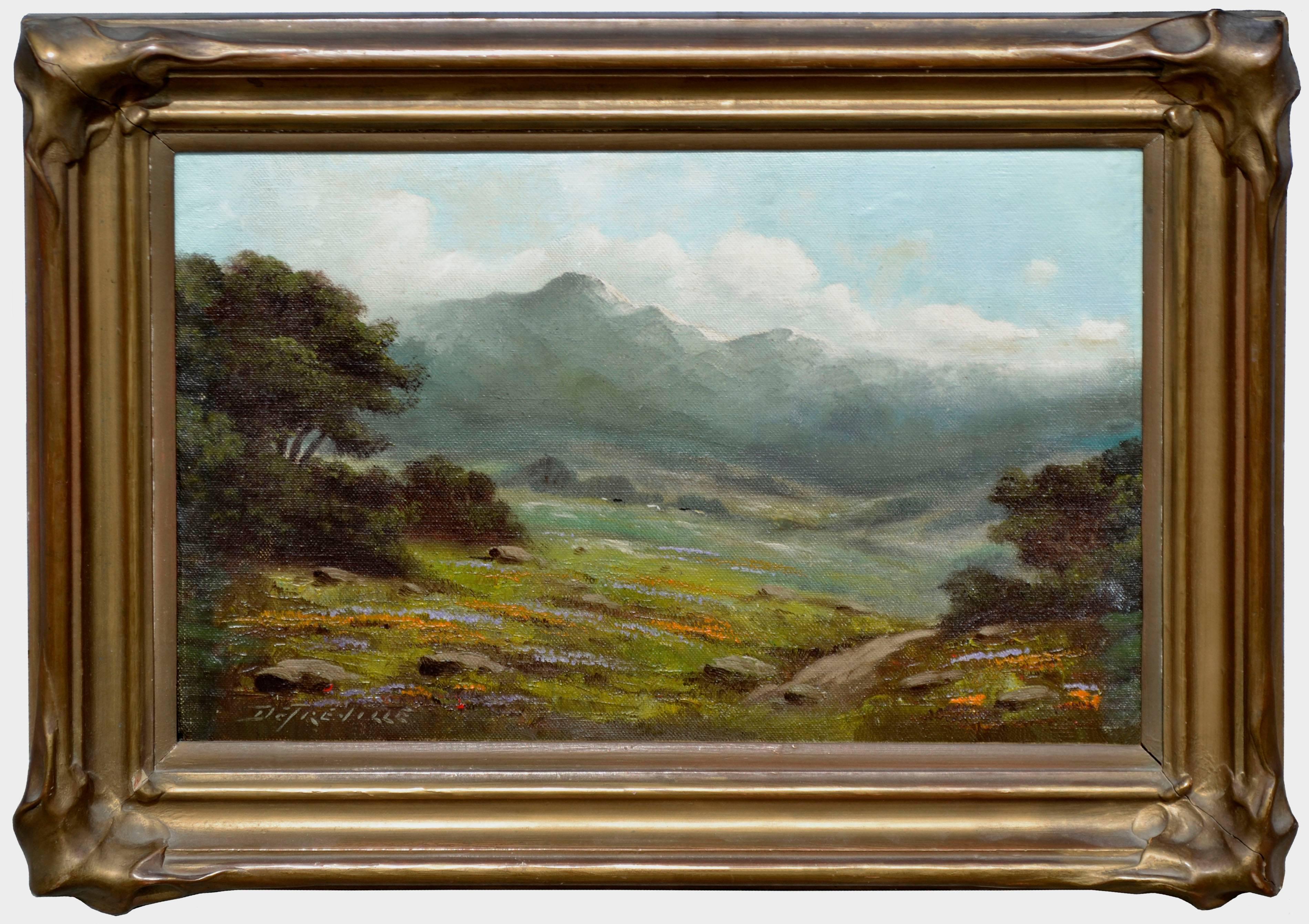 Richard DeTreville Landscape Painting - Mount Tamalpais with Lupines and Poppies