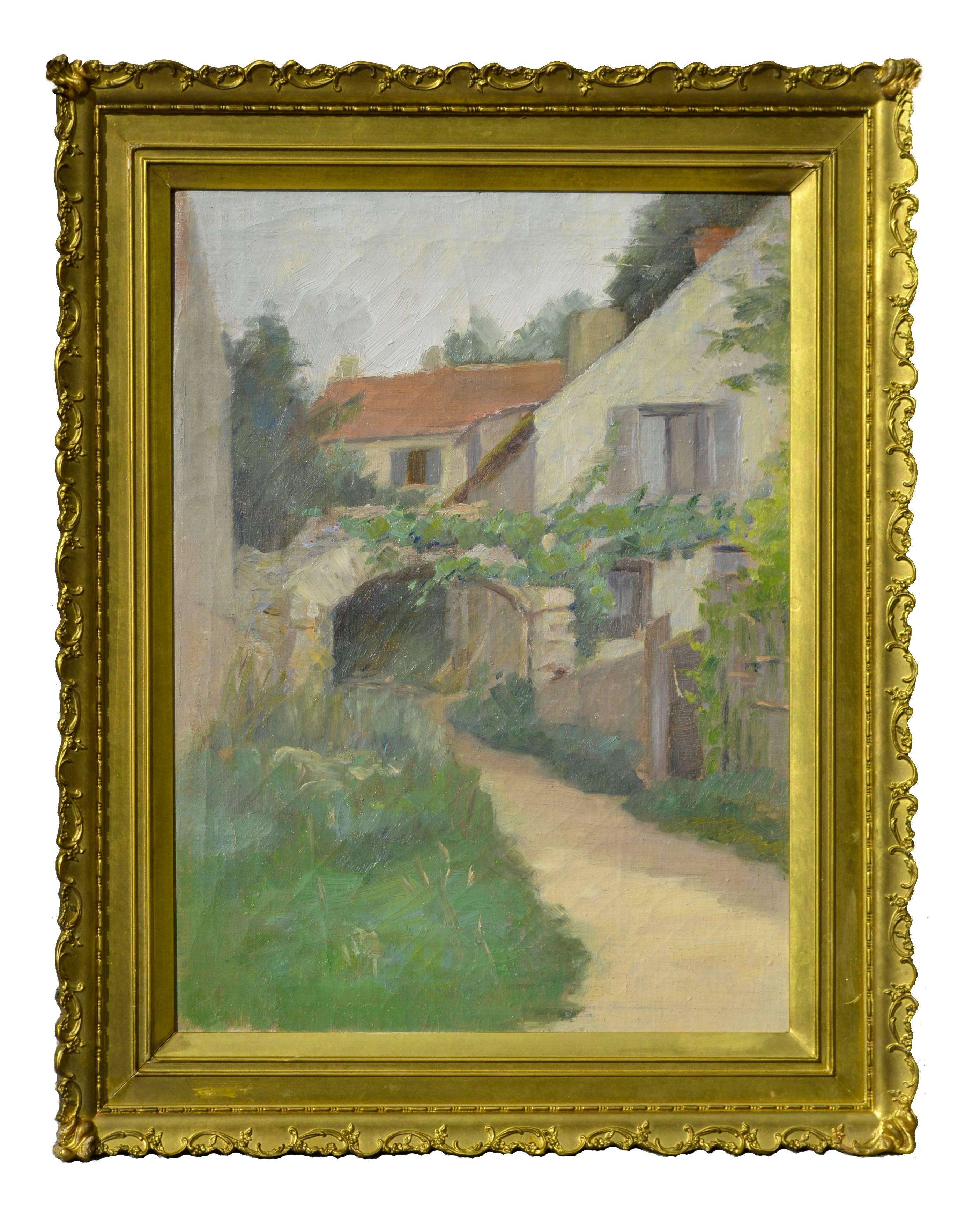 Clara Elizabeth Sackett Landscape Painting - Turn of the Century Auxerres, France Landscape -- Old Roman Well 