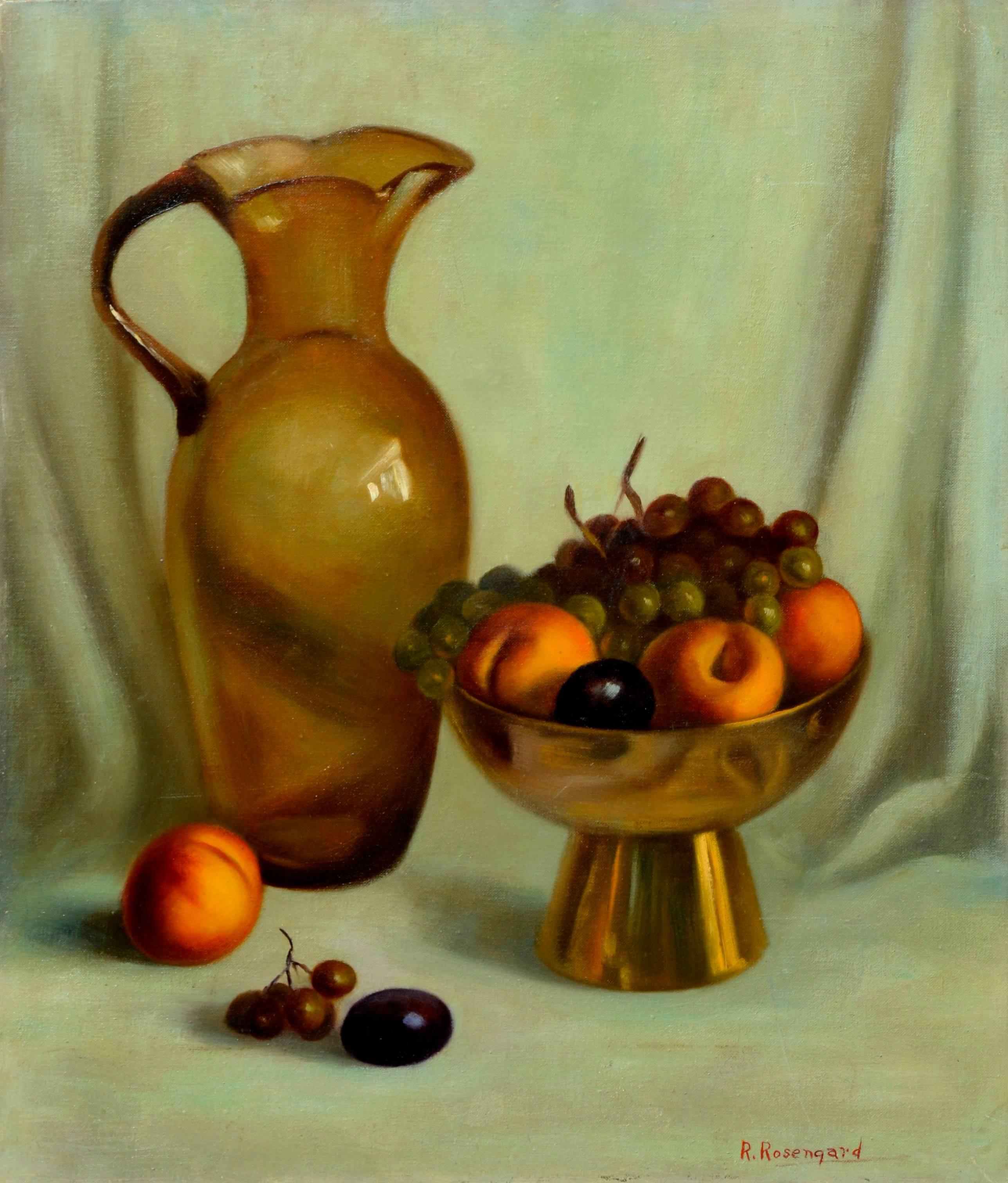 Ruth Mary Rosengard Still-Life Painting - Still Life and Nectarines 