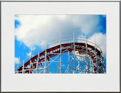"Blue Rectangle" - Santa Cruz Beach Boardwalk Roller Coaster Color Photograph