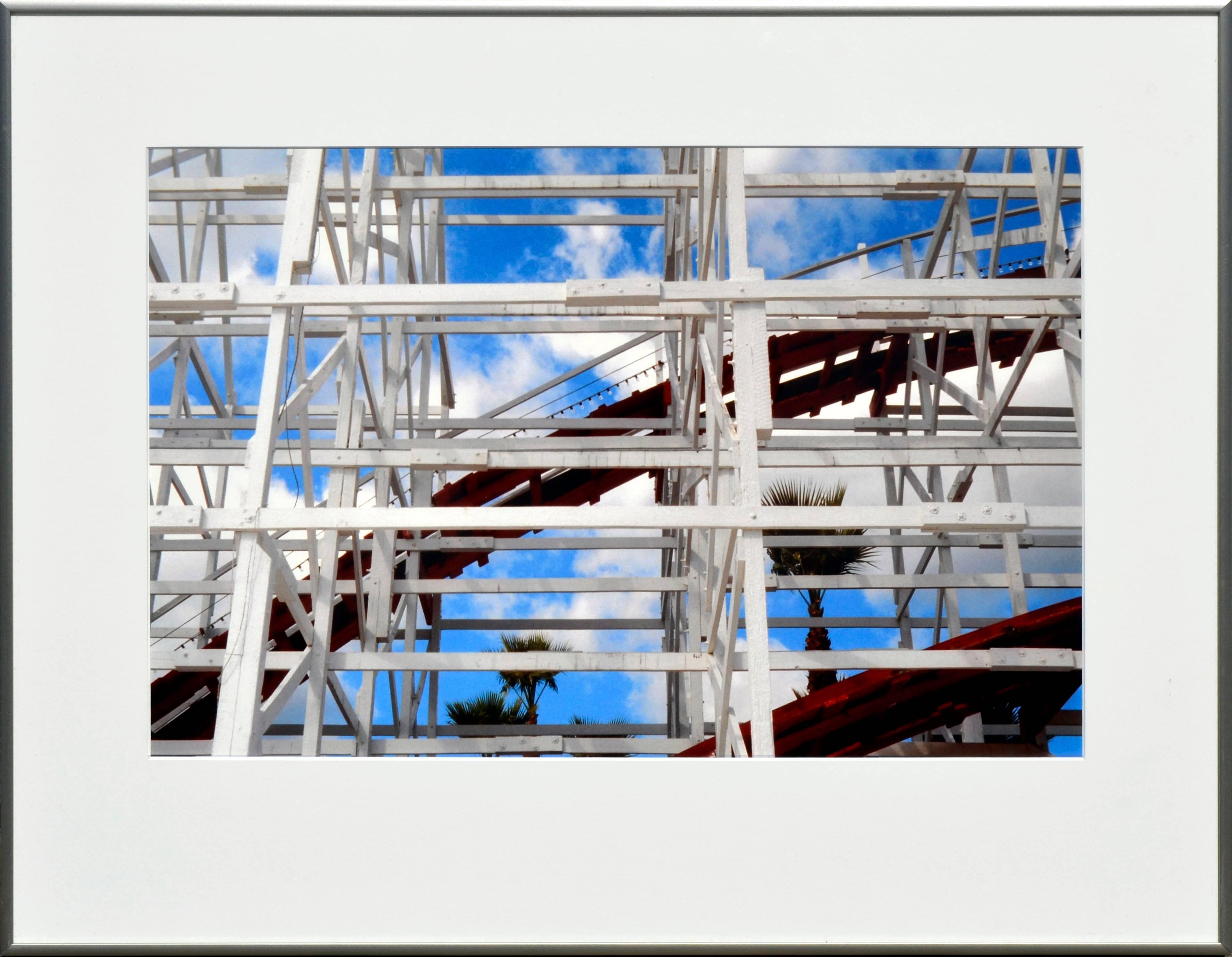 "Roller Coaster with Palms 2" - Santa Cruz Beach Boardwalk Color Photograph