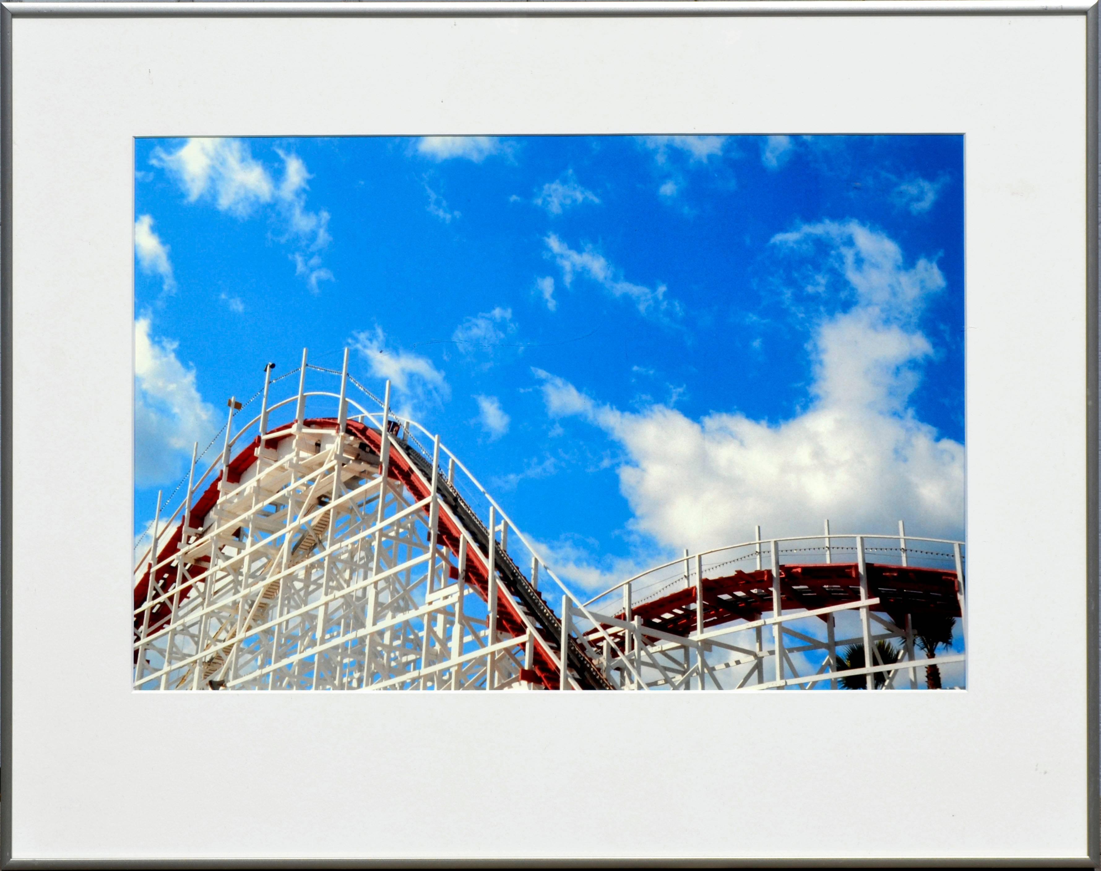 "Roller Coaster with Palms 1" - Santa Cruz Beach Boardwalk Color Photograph 