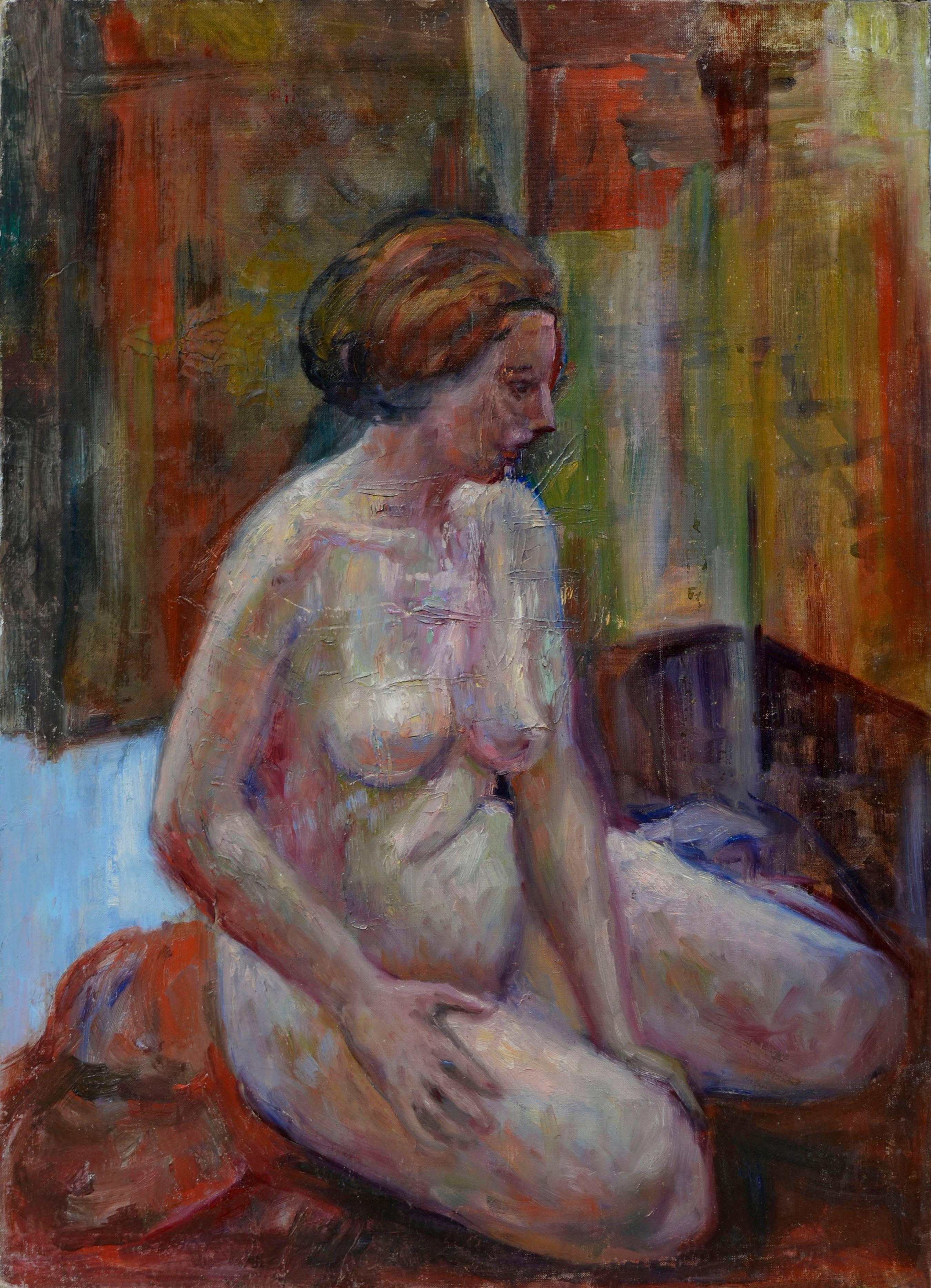 Mid Century Sitting Nude Figurative 