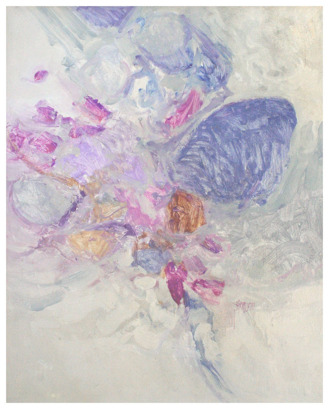 Lavender Abstract Flowers - Painting by John Thomson