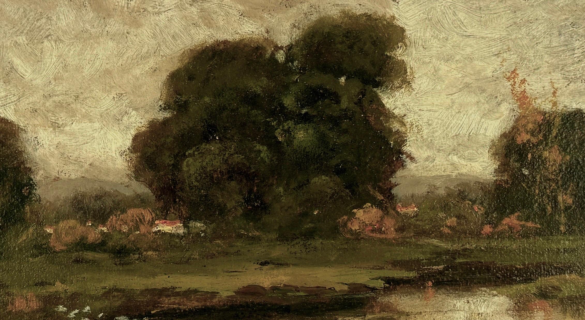 Marin County Meadows and Pond with Oak Trees by Manuel Valencia Tonalist Pioneer For Sale 1