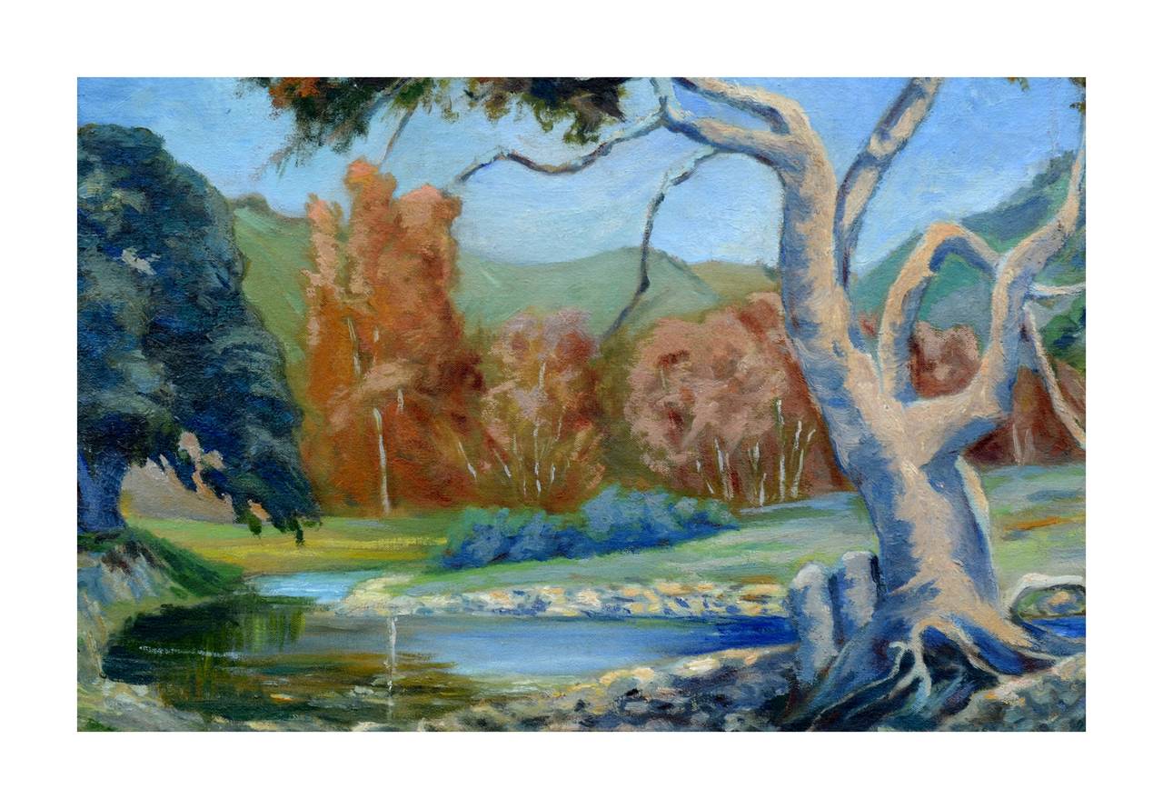 Mid Century Pacheco Creek, California Plein Air Landscape - Painting by Maragret Rogers